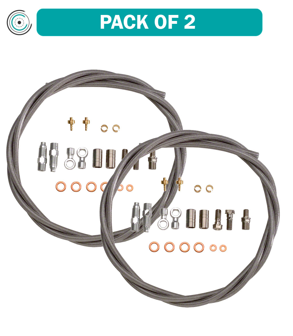 Goodridge 2 Pack Stainless Steel Braided Hose Kit with Fittings - 1600mm Length for Automotive, Motorcycle & Plumbing Applications