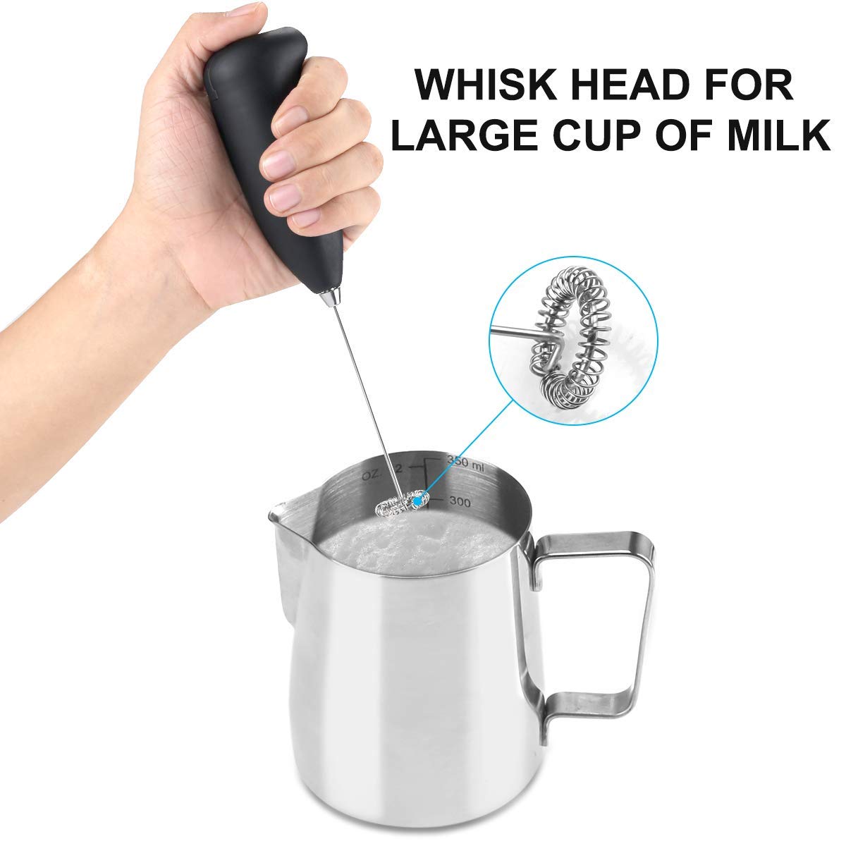 Electric Milk Frother Handheld - Battery Operated Mini Whisk for Coffee, Latte, Cappuccino & Hot Chocolate - Perfect for Home, Office & Cafe Use