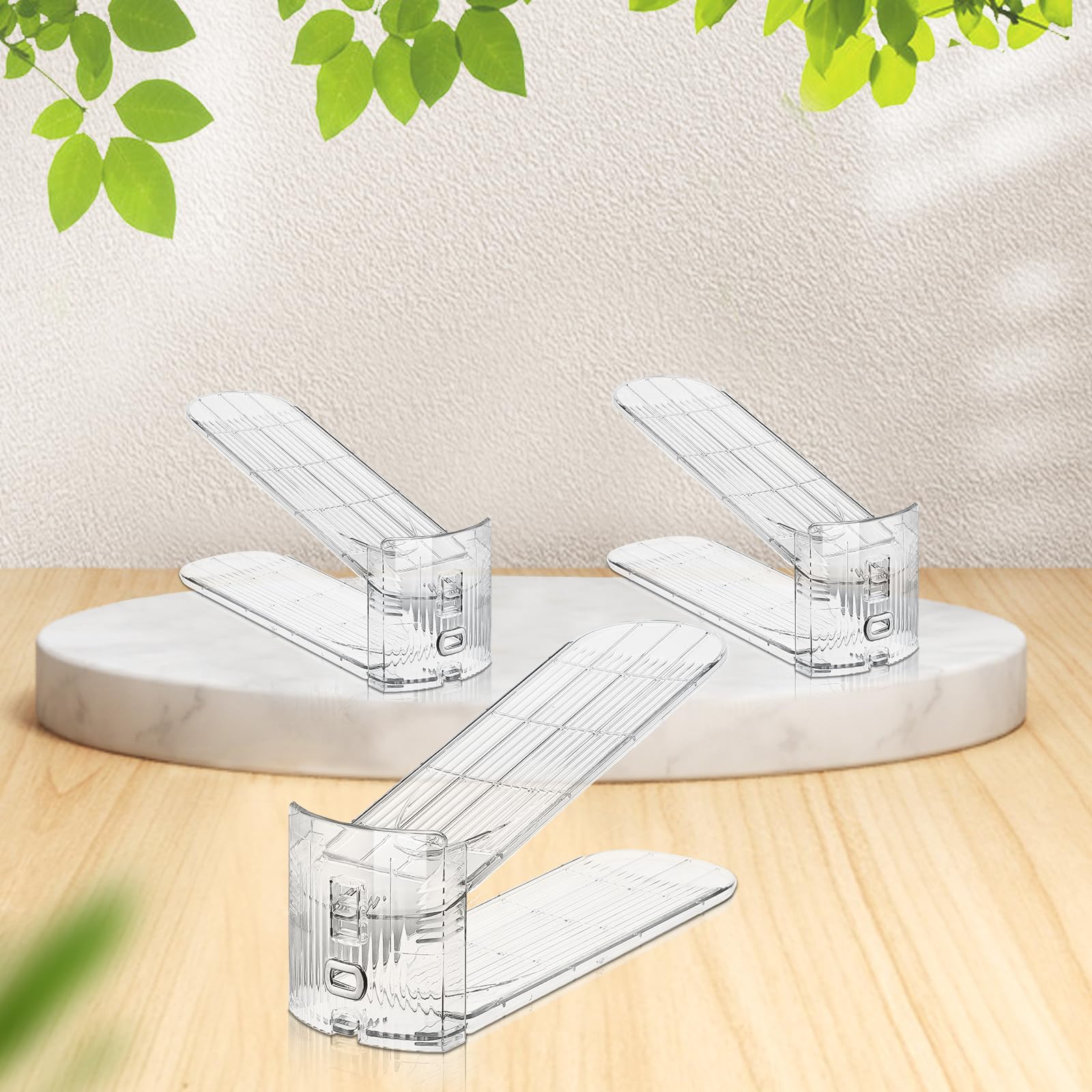 12-Pack Clear Shoe Stacker Organizer for Closet - Space Saving Shoe Rack & Storage Holder for Sneakers, Heels & Boots - Perfect for Small Closets, Dorm Rooms & Entryway Organization