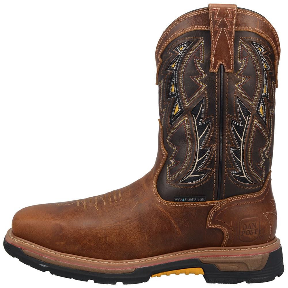 Dan Post Men's Warrior Composite Toe Work Safety Shoes - Brown Leather Steel Toe Boots for Construction, Warehouse & Outdoor Work