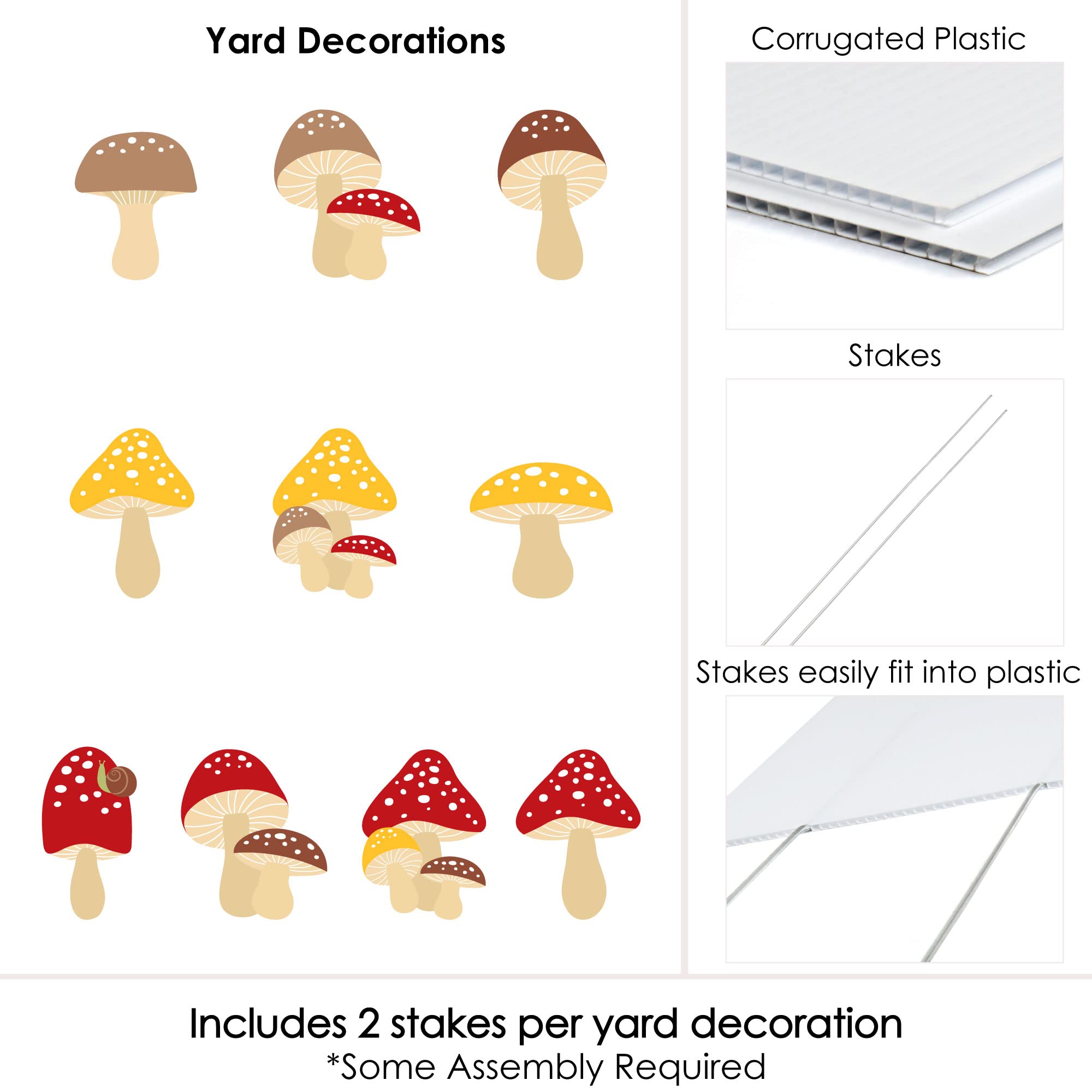 Big Dot of Happiness Wild Mushroom Decor Set - 10-Piece Outdoor Red Toadstool Lawn & Garden Decorations for Parties, Fairy Gardens, and Backyard Landscaping | Waterproof Yard Ornaments for Spring, Summer & Fall