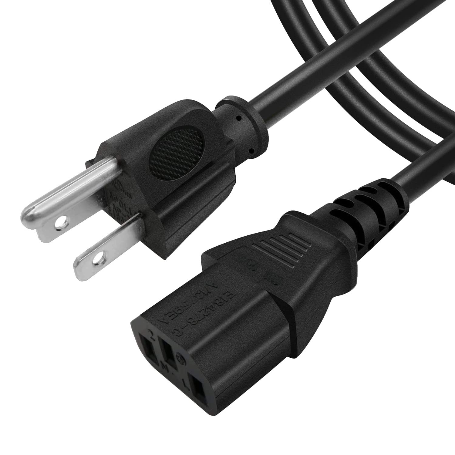 UL Listed 6FT 3 Prong AC Power Cord - Replacement Cable for Vizio Samsung LG Toshiba Sony TVs, Dell AOC Computer Monitors & Epson Printers - Perfect for Home Office Entertainment Setup