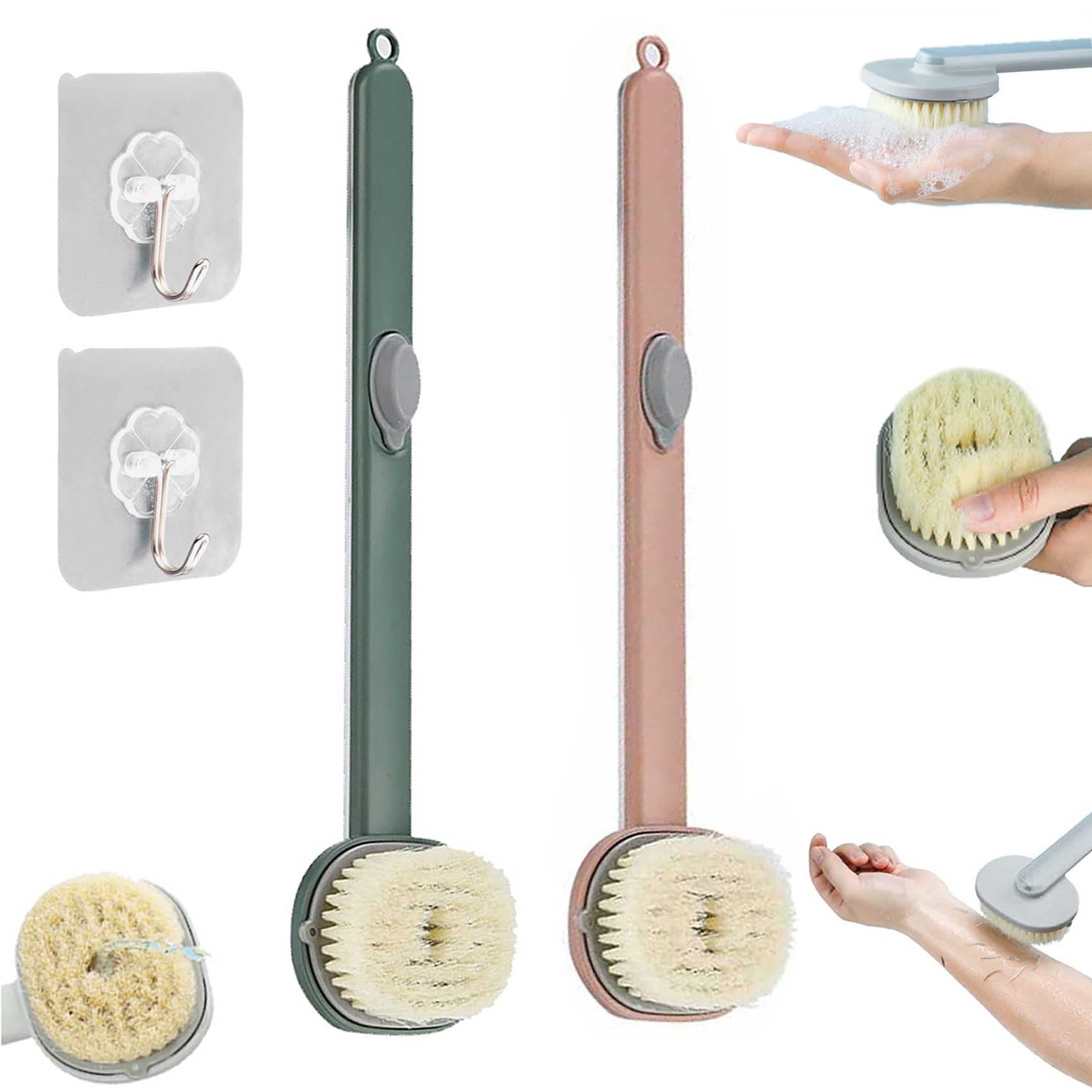Long Handle Bath Brush with Soap Dispenser - Detachable Back Scrubber & Massager, 2PCS Set for Deep Cleansing & Exfoliation - Perfect for Shower, Bath, Spa & Home Use