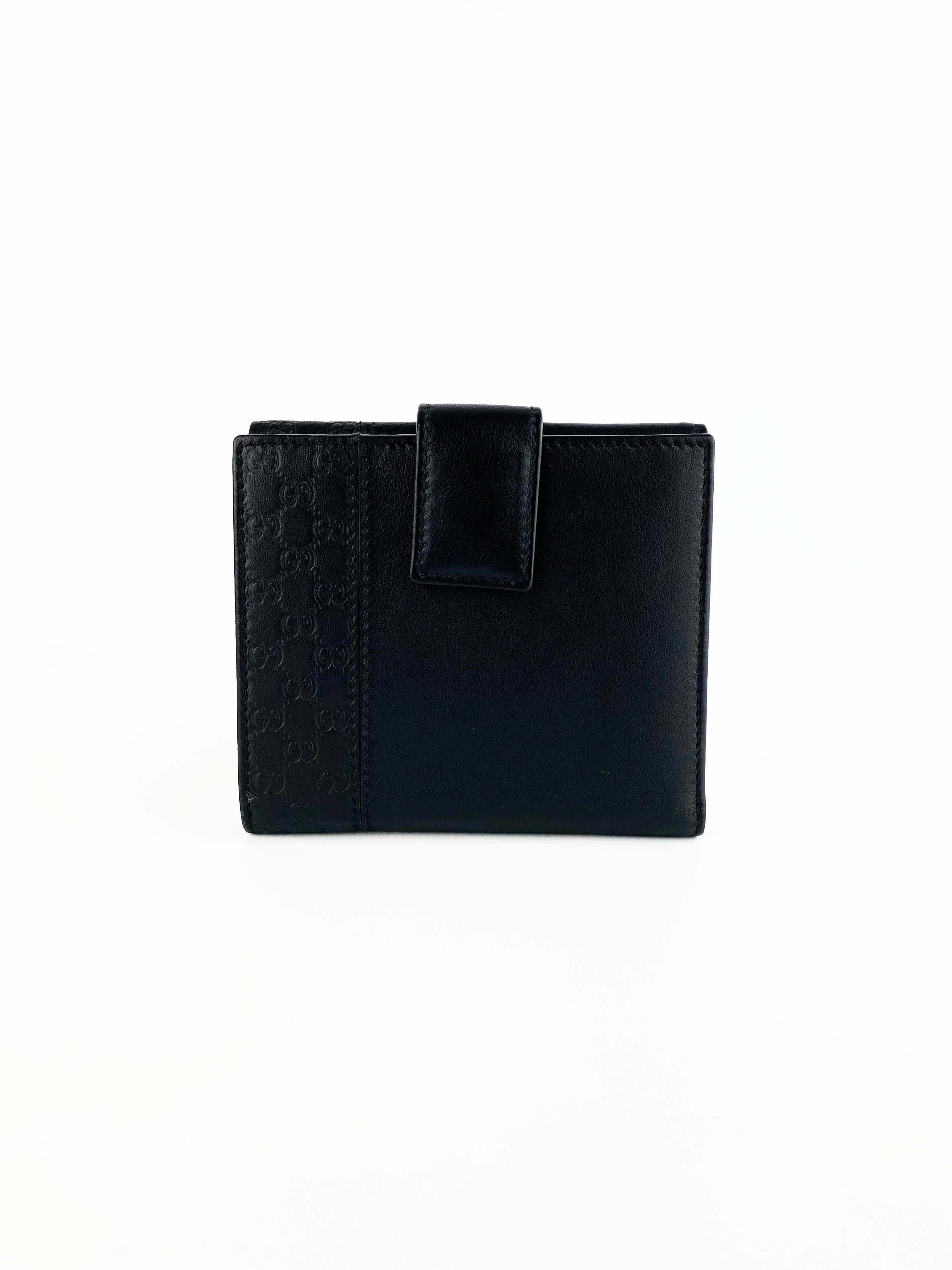 Gucci Black Compact Wallet for Women - Slim RFID Blocking Leather Card Holder - Perfect for Travel, Everyday Use & Gift Giving