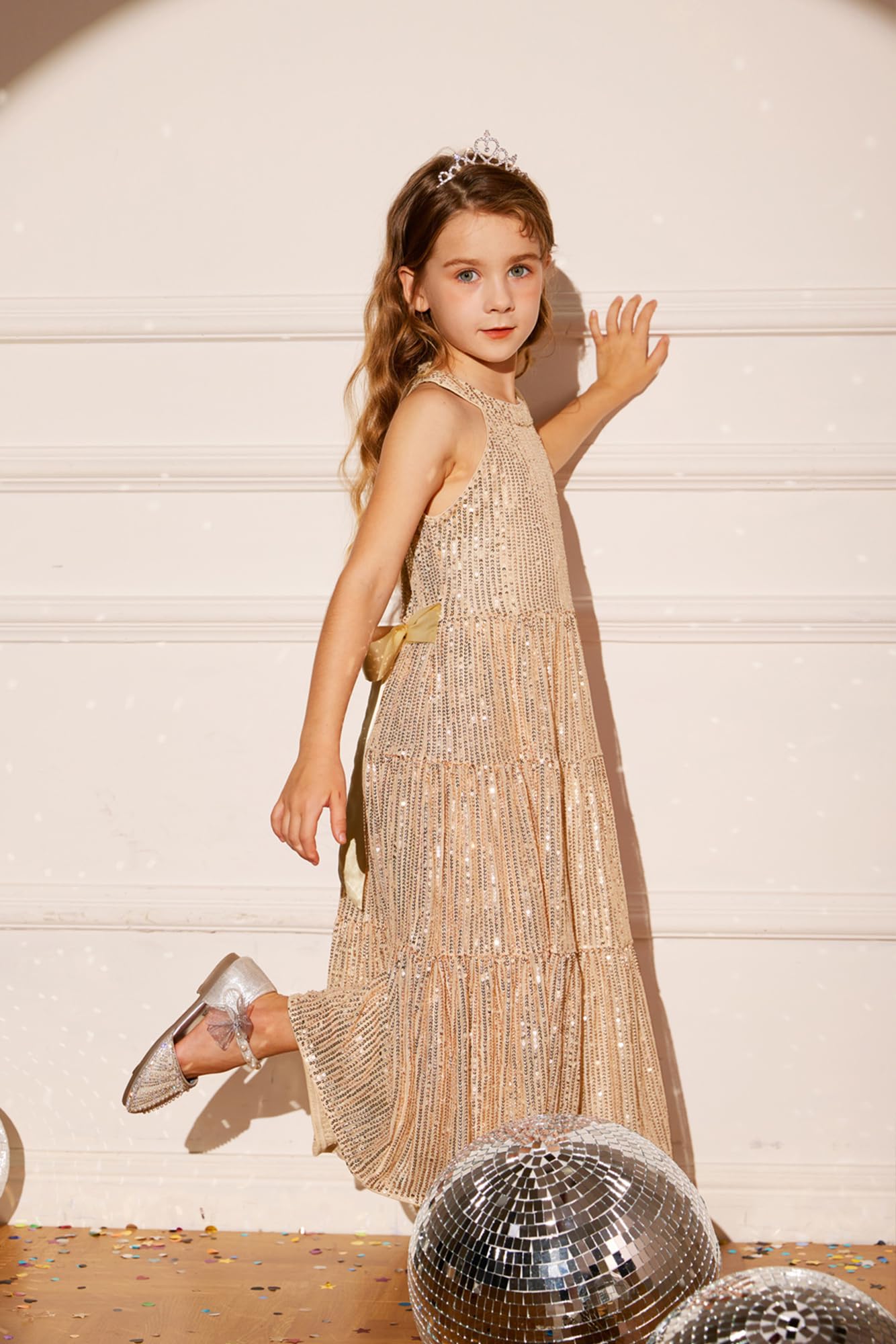 Grace Karin Sparkly Sequin Girls Formal Party Dress Elegant Long Maxi Dress for Ages 5-14 Years | Perfect for Pageants, Weddings & Special Occasions