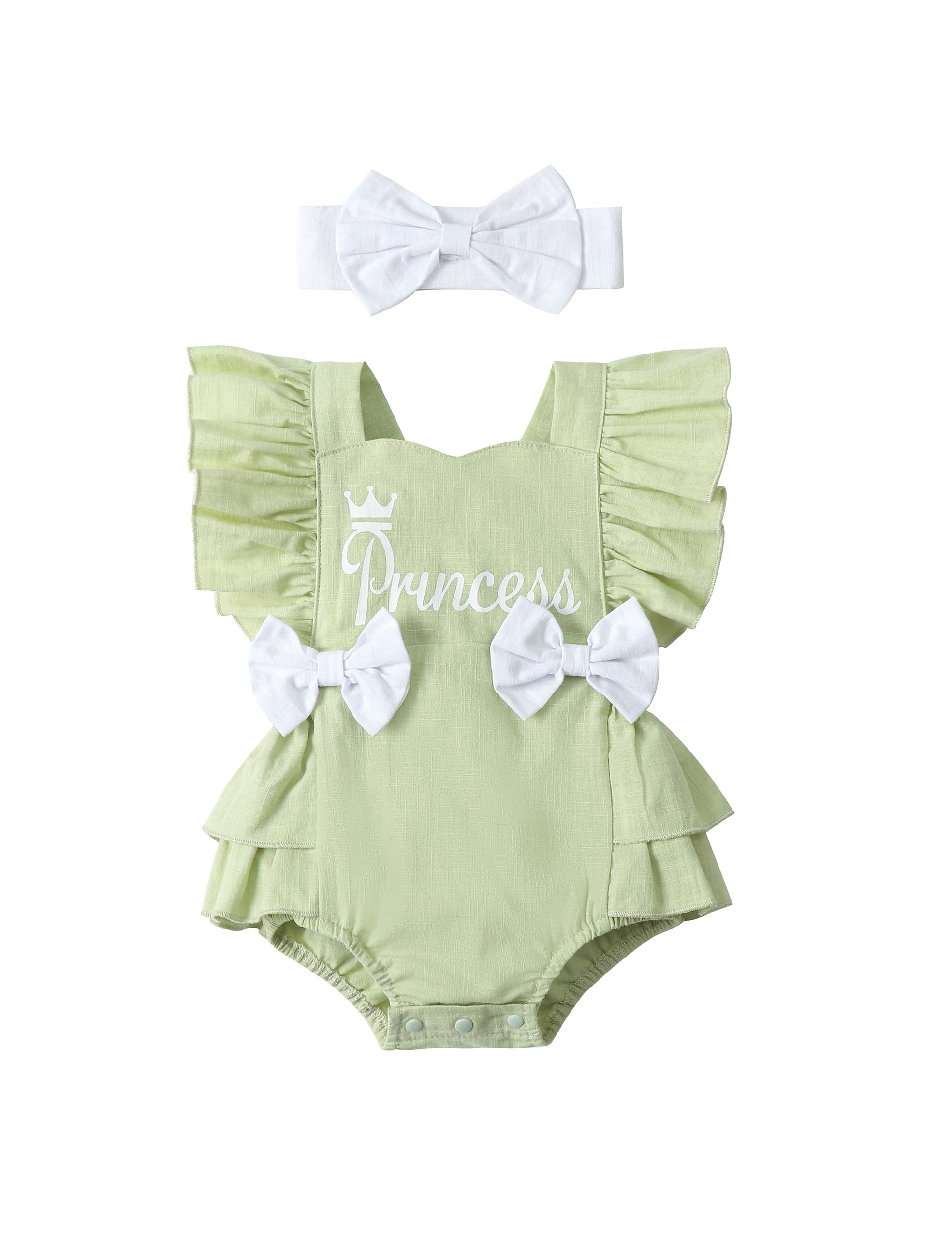 Newborn Baby Girl Clothes - Cute Infant Romper with Ruffle Sleeves | Soft Cotton Jumpsuit Onesie Bodysuit for Summer Outfits | Perfect for Photoshoots, Parties & Daily Wear
