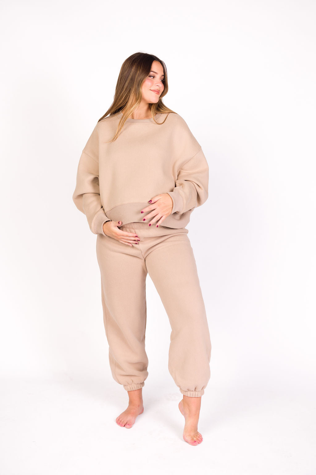 Soft & Cozy Mocha Sweatpants for Women - Lounge, Yoga & Home Wear - Comfortable Fleece Joggers for Relaxing & Running Errands