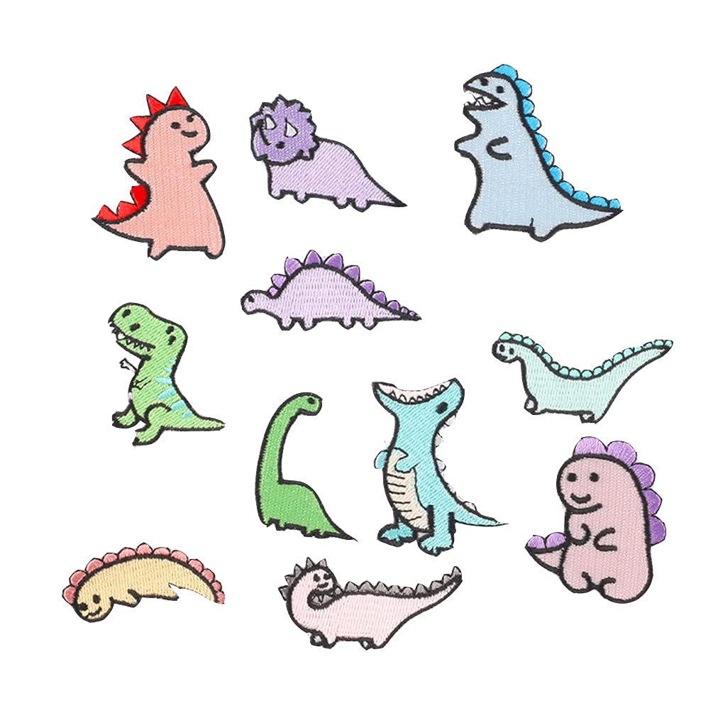 11Pcs Cute Kawaii Dinosaur Iron On Patches for Clothing - DIY Appliques for Jeans, Bags, Hats - Perfect for Kids, Girls Crafts & Embroidery Arts - Great for School Projects, Costume Design & DIY Fashion Accessories