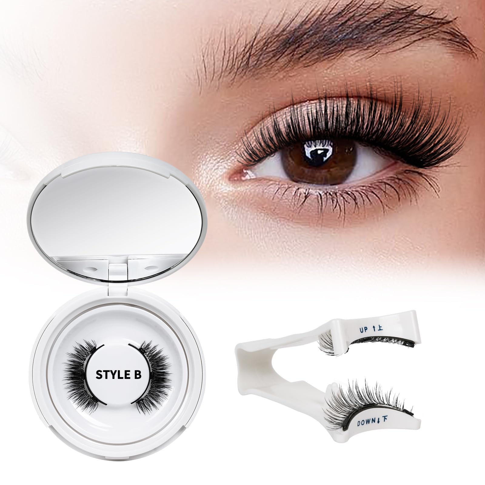 QUEWEL Magnetic Eyelashes Kit - Reusable No Glue Eyelashes with Applicator, Natural Cat Eye Look, Easy to Wear & Remove (1 Pair) - Perfect for Daily Wear, Parties & Special Occasions (B04)
