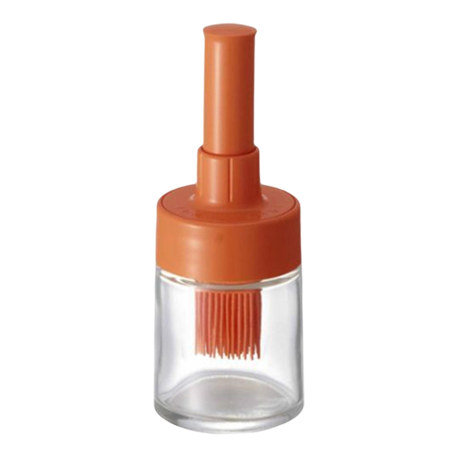 Premium Olive Oil Dispenser Bottle with Silicone Brush - Leak-Proof Press Type Oil Container for Kitchen & Dining - Perfect for Cooking, Baking, Salad Dressing & Countertop Storage (Orange)