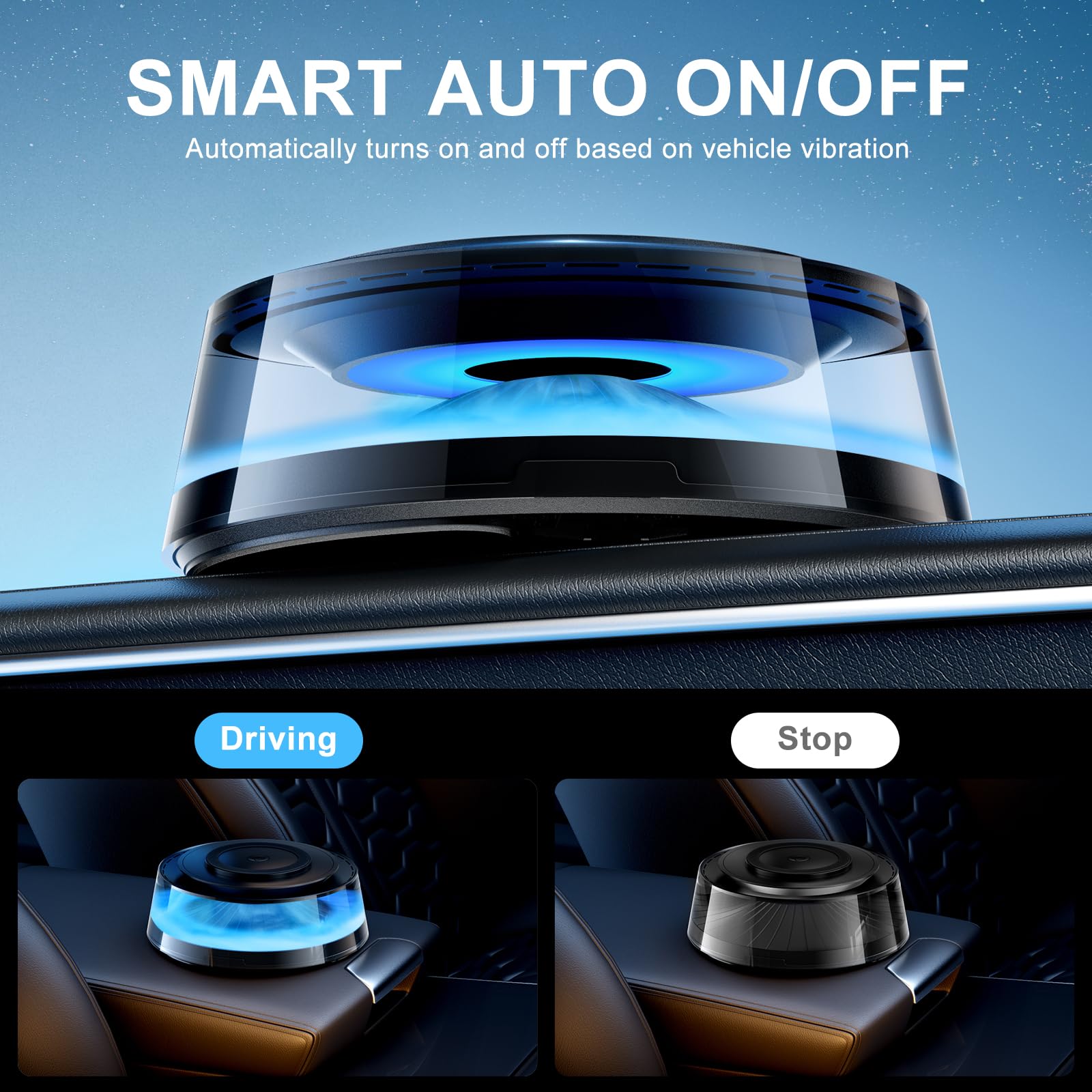 2025 Smart Car Air Freshener with 15W Wireless Charger & 7-Color Mist - for Car Diffuser & Aromatherapy