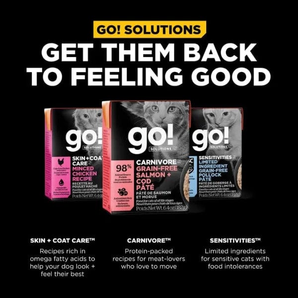 Go! Solutions Carnivore Grain-Free Salmon & Cod Pate Wet Cat Food - High Protein, Natural Ingredients for Adult Cats - Perfect for Picky Eaters & Sensitive Stomachs