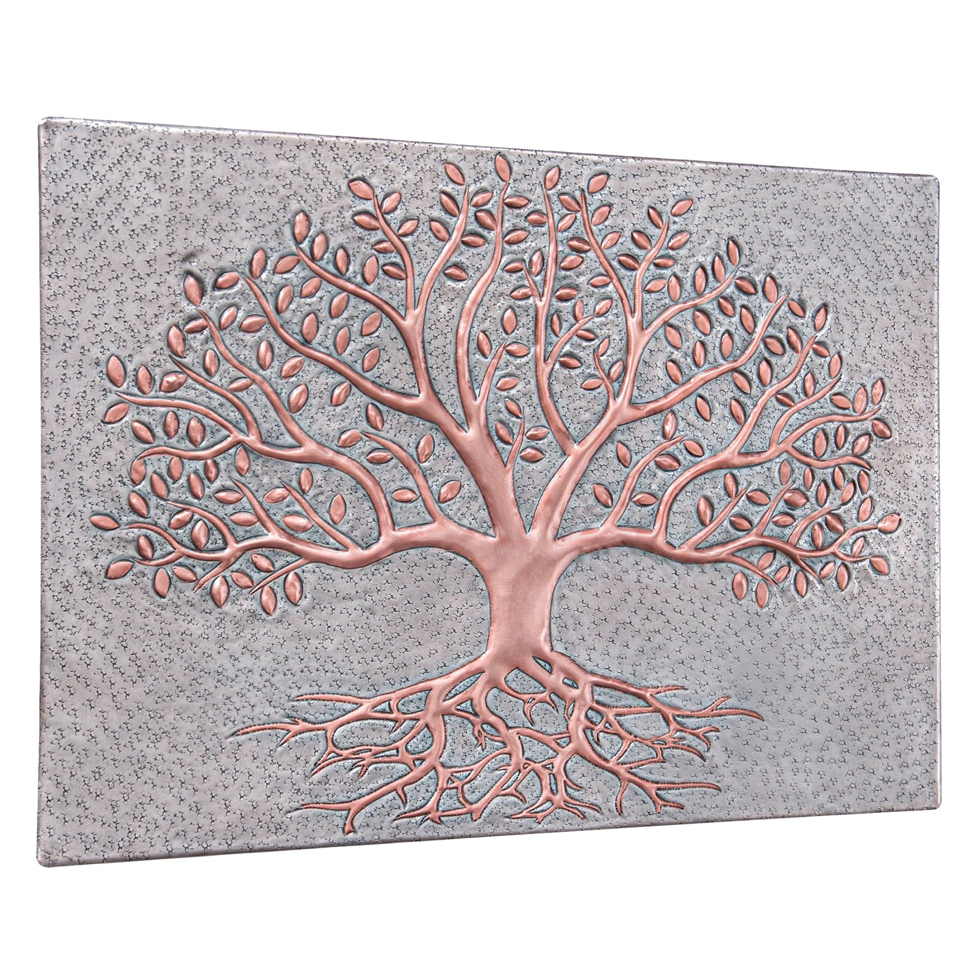 Handmade Copper Kitchen Backsplash Tiles - Tree of Life Design with Roots, Custom Stove Splashback Panel for Indoor & Outdoor Wall Decor (Gray & Copper) | Perfect for Farmhouse, Rustic, and Modern Kitchen Renovations