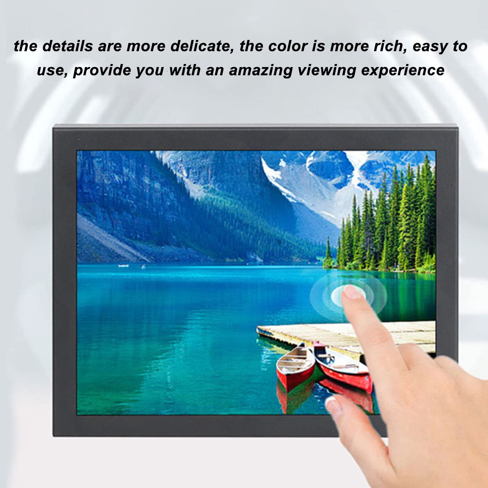 HUAOSN 8 Inch Mini Touch Screen Monitor - IPS HD Display with USB/AV/VGA Ports, Built-in Speaker, 100-240V (EU Plug) - Perfect for Laptop Extensions, Gaming, Security Systems, and Digital Signage