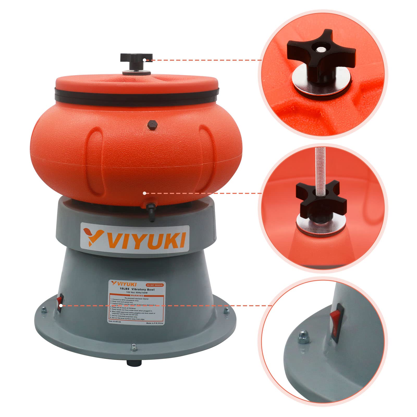 18LBS Electric Vibratory Tumbler Bowl - Metal Polishing Machine for Jewelry, Coins & Small Parts with Walnut Shell Media - Perfect for DIY Crafts, Metal Finishing & Industrial Use