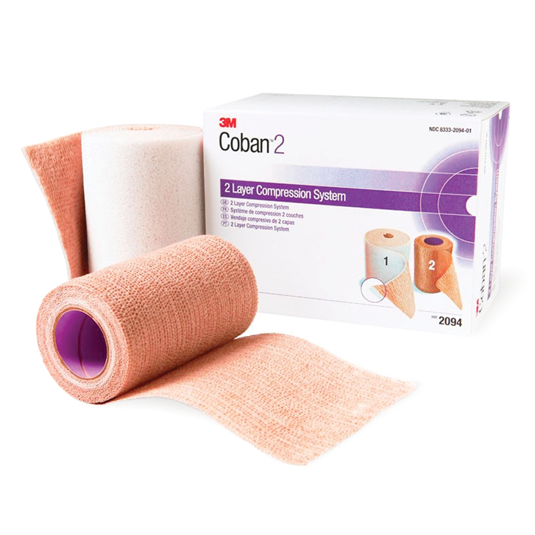 3M Coban 2 Compression System Kit - Self-Adhesive Bandage Wrap for Sports Injuries, Swelling & Wound Care - Ideal for Athletes, Nurses & First Aid Kits