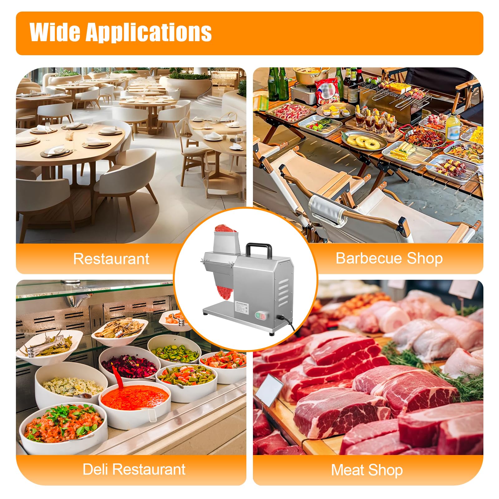 Commercial Heavy Duty 450W Electric Meat Tenderizer - Stainless Steel Professional Beef Steak Tenderizing Machine for Restaurants, Butchers & Home Chefs - Perfect for Flattening Fillet, Chicken & Pork Cutlets
