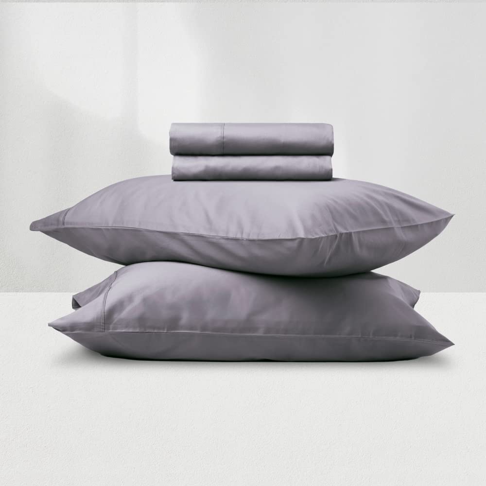 Endy Organic Cotton Sheet Set - Queen Size, Storm Grey - Soft & Breathable Bed Sheets for Comfortable Sleep - Perfect for Master Bedroom, Guest Room & Airbnb