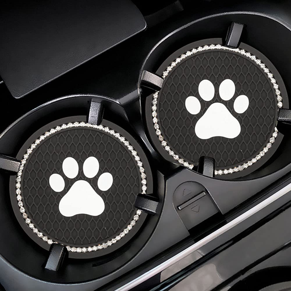 4 Pack Bling Car Cup Holder Coasters - 2.75 Inch Soft Crystal Rhinestone Rubber Pads for Universal Auto Accessories - Perfect for Protecting Your Car Interior from Spills and Scratches (Great for Coffee, Drinks & Daily Commute)