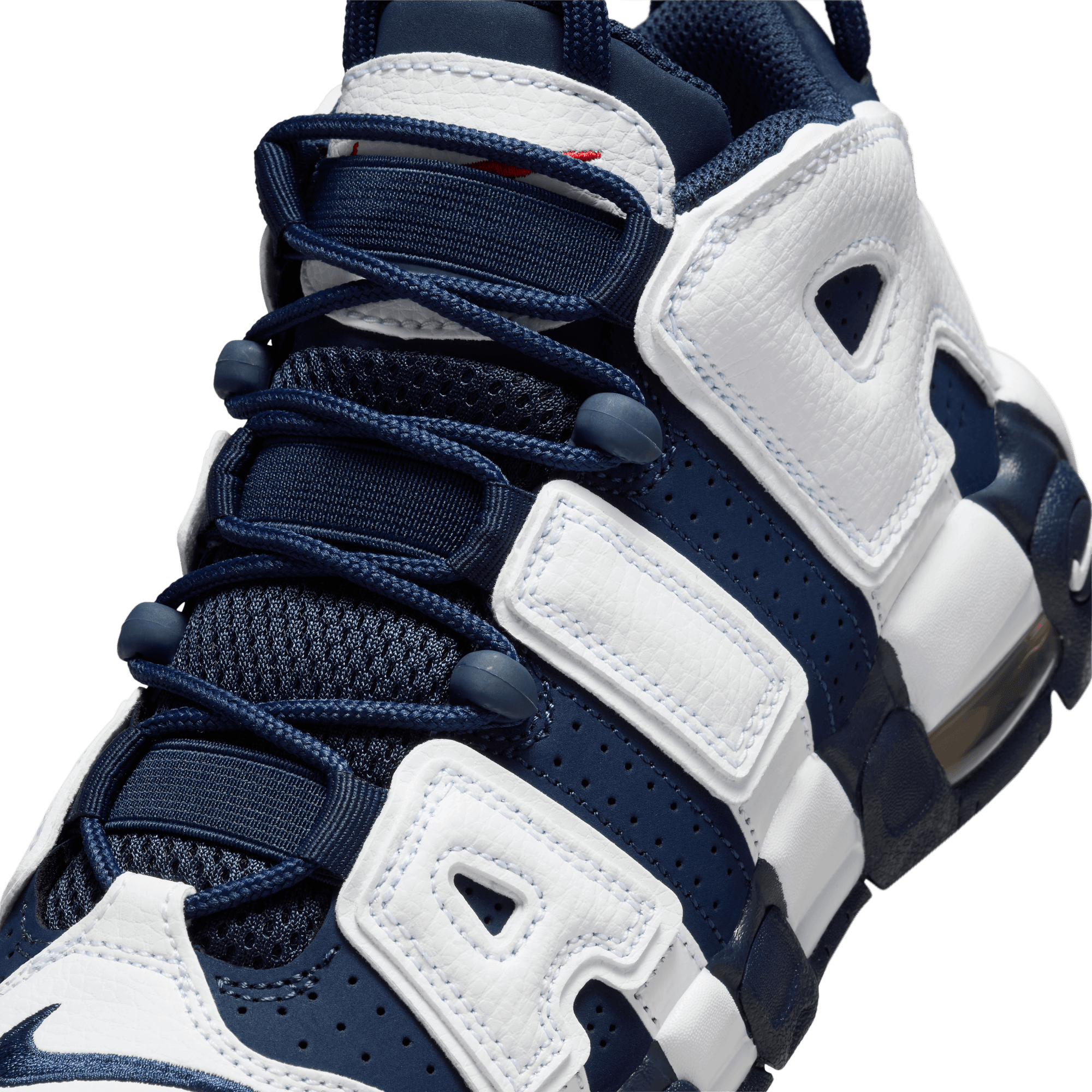 Nike Air More Uptempo GS Olympic White/Red Basketball Shoes for Girls - Comfortable Retro Sneakers for School, Sports & Street Fashion