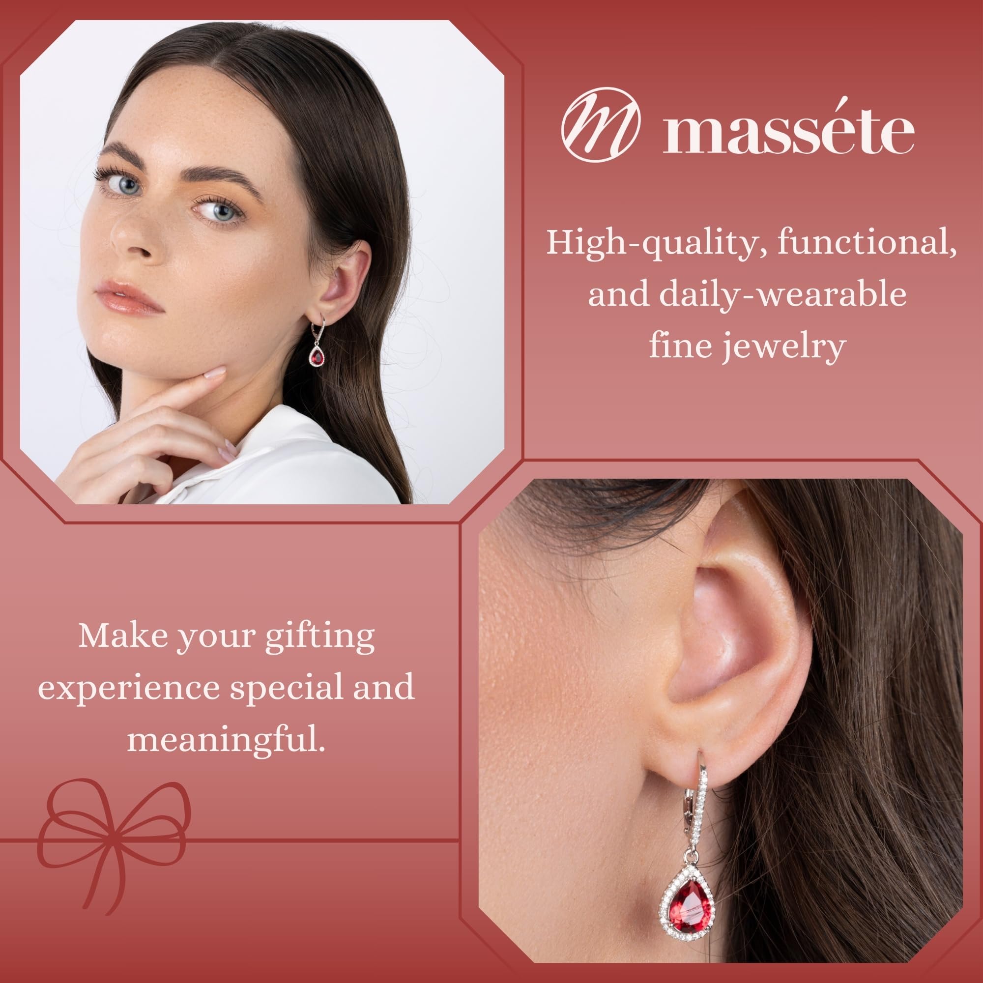 Sterling Silver Leverback Dangle Earrings for Women - Simulated Diamond Pear Halo Earrings | Elegant Gift Box Included | Perfect for Weddings, Parties & Special Occasions