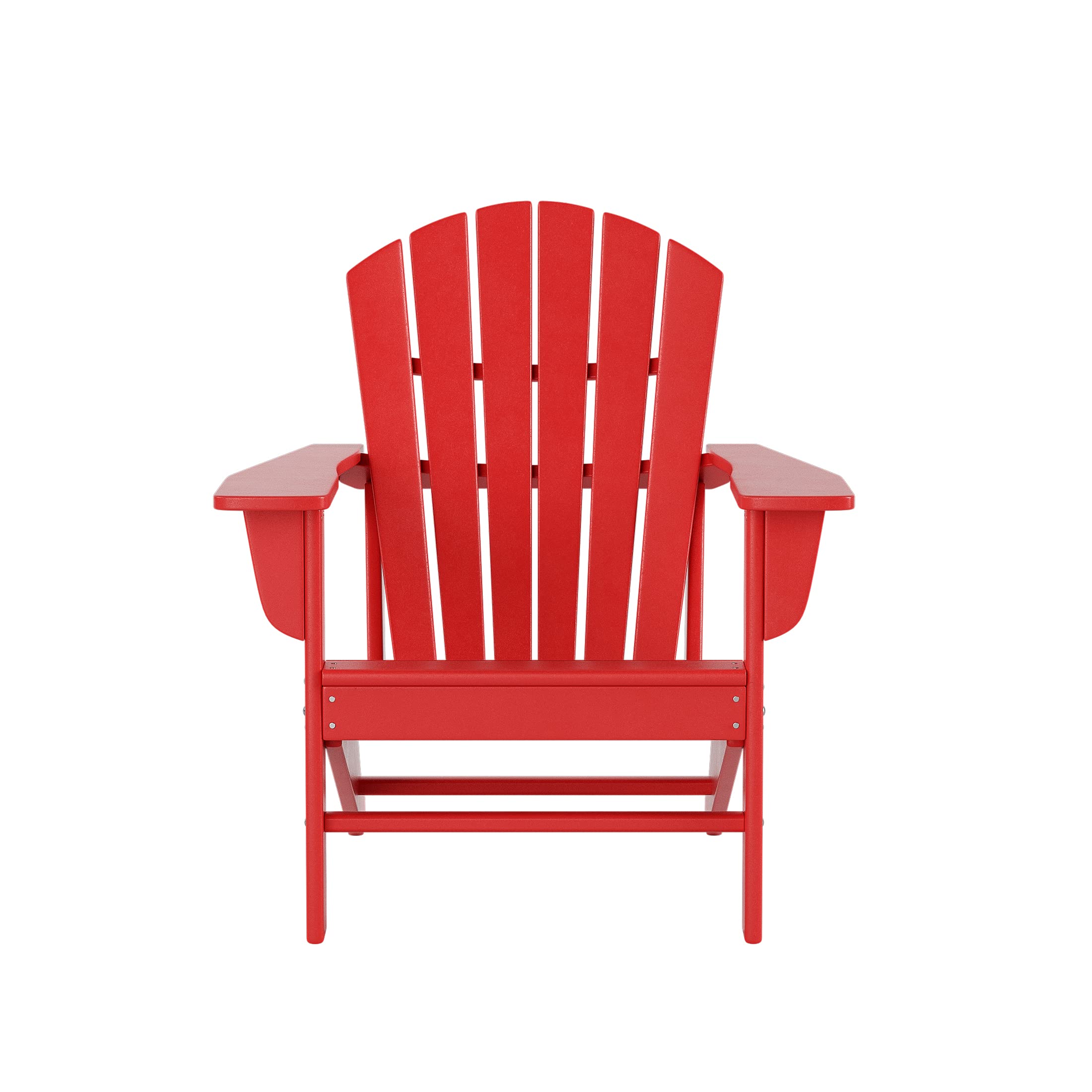 WO Home Furniture 2-Piece Outdoor Adirondack Chair Set with Side Table - Durable Poly Lumber Seating for Beach, Balcony, Patio, Backyard, Lawn & Garden - Classic Retro Lounge Chairs in Red - Perfect for Relaxing, Sunbathing & Outdoor Entertaining