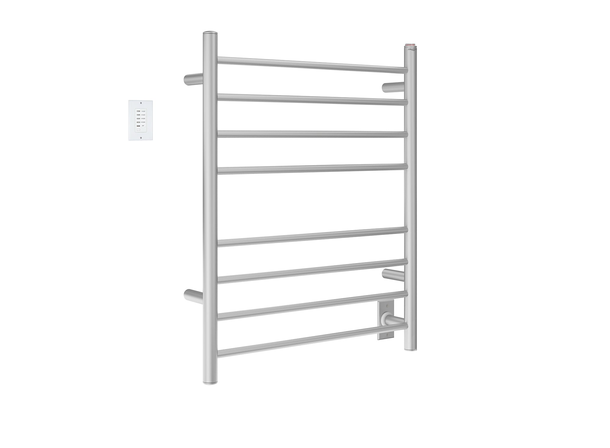 Premium Dual 8 Bar Hardwired & Plug-in Towel Warmer - Brushed Stainless Steel with Wall Timer - Perfect for Bathrooms, Spas & Luxury Home Heating