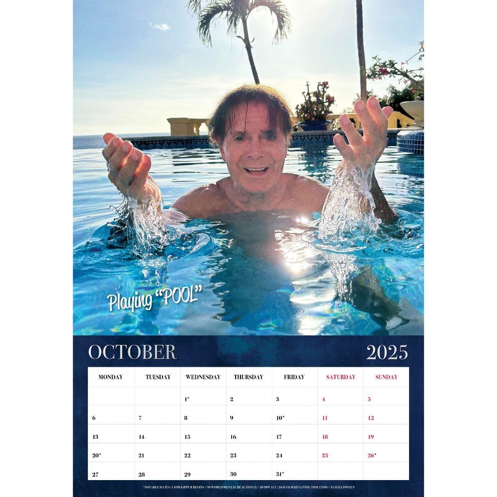 2025 Official Cliff Richard A3 Wall Calendar - Month to View | Perfect for Home, Office & Gift Giving | Rock Music Fans Collection