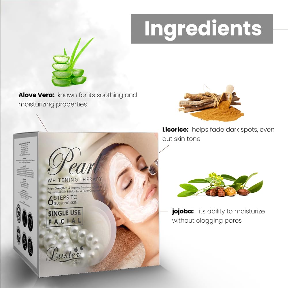 Luster Chocolate & Haldi Chandan & White Pearl Facial Kit - 6 Step Mini Facial Kit for Women & Men | Paraben & Sulfate Free (40g Each) | Perfect for Travel, Spa Days & Quick Skin Refresh