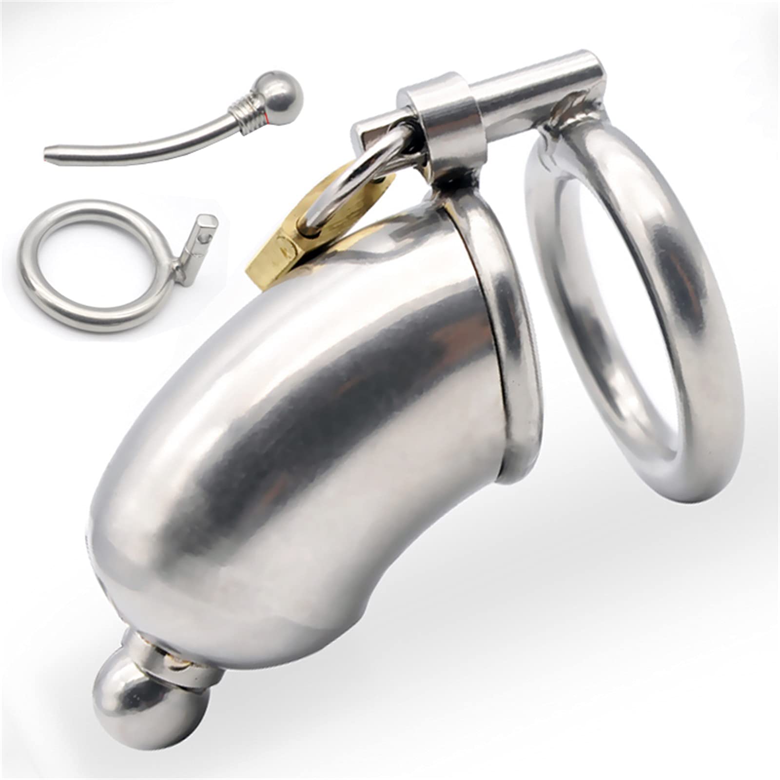 ZWBHSH Male Chastity Cage Belt - Adjustable Penis Ring with Removable Urethral Dilator - 3 Sizes Cock Ring for SM Bondage & Fetish Play - Comfortable Short Design (40mm) - Perfect for BDSM, Couples Play & Adult Fantasy Exploration