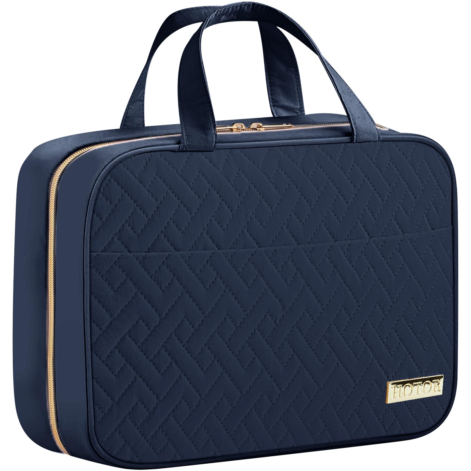 HOTOR Hanging Travel Toiletry Bag for Women & Men - Waterproof Makeup Organizer with Spacious Compartments - Perfect for Cosmetics, Toiletries & Travel Essentials (Medium, Navy Blue) - Ideal for Airplane, Camping & Business Trips