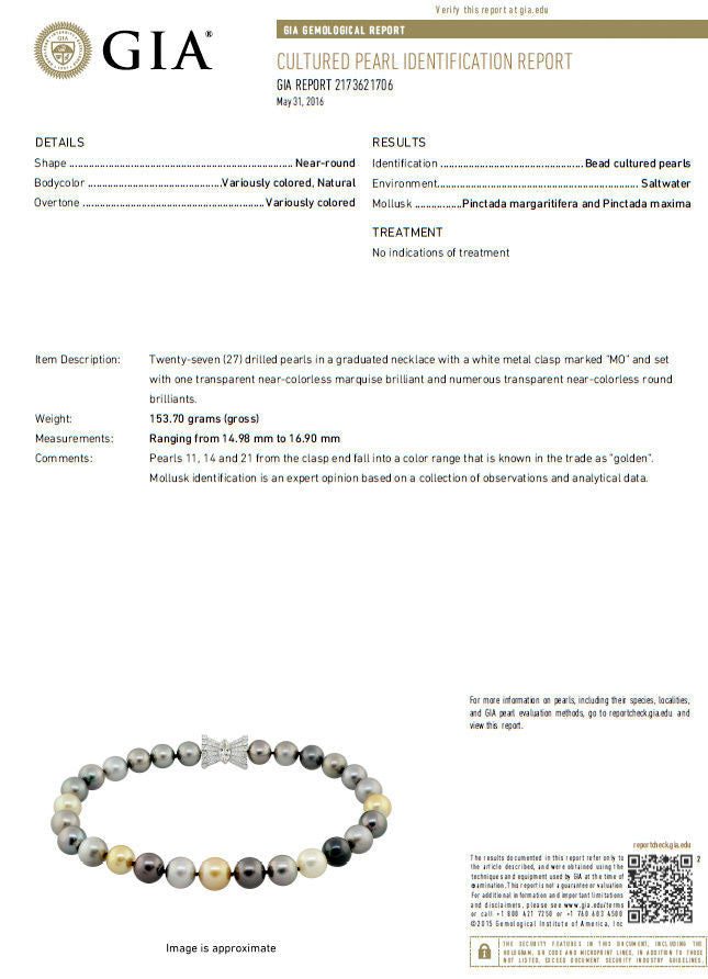 GIA Certified Natural Tahitian Pearl Necklace with 4.00ct Diamonds in 18K Gold - Elegant Jewelry for Weddings, Anniversaries & Special Occasions