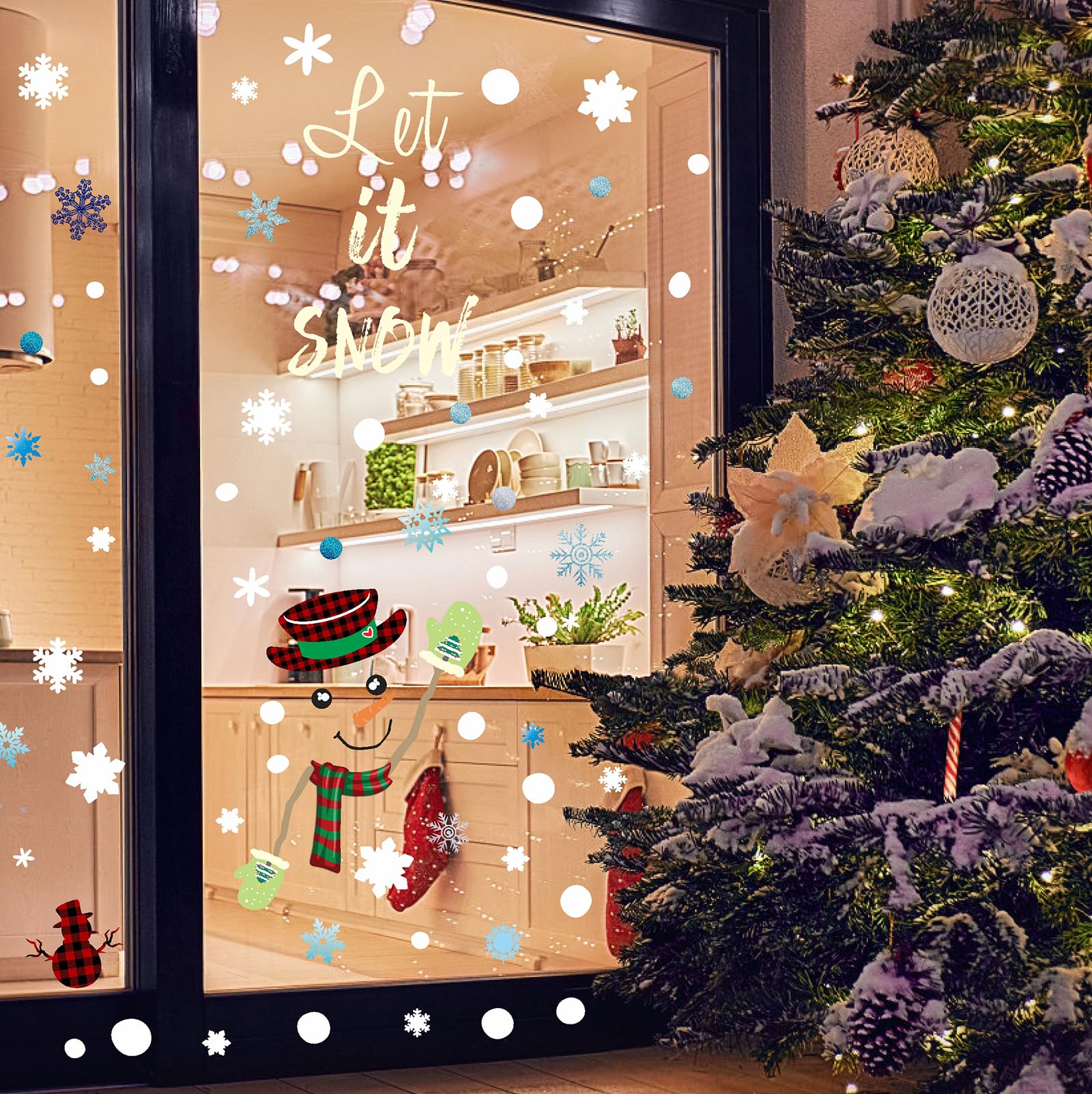 Snowman & Snowflake Christmas Wall Decals - Holiday Window & Door Stickers for Home Decor - Perfect for Living Room, Bedroom, Office & Glass Surfaces