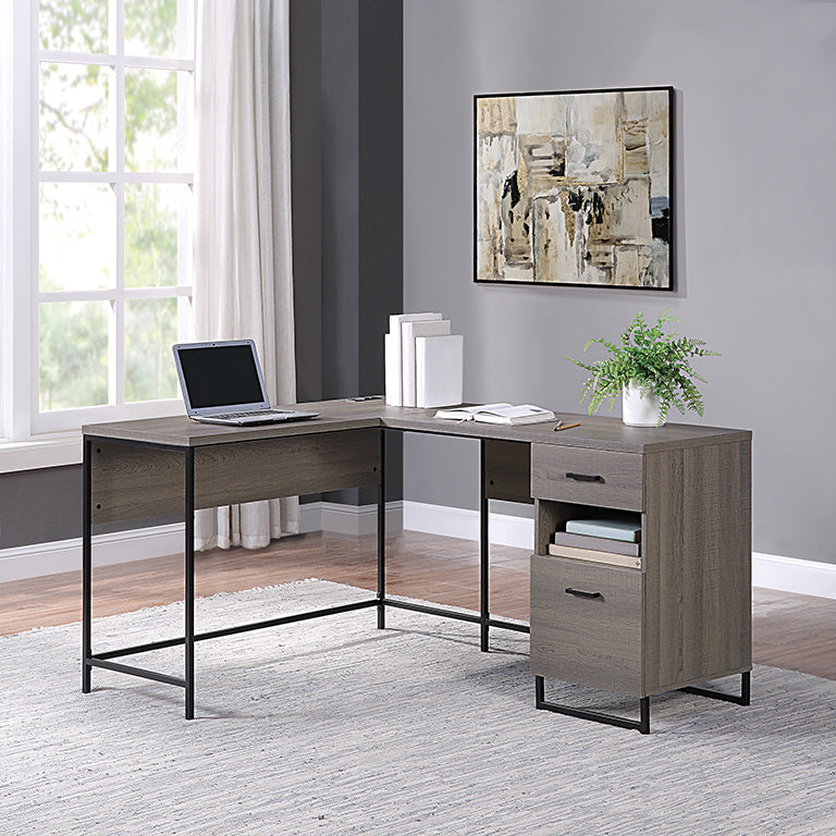 Office Star Hagney Lane L-Shaped Desk [HGN781] - Modern Home Office & Gaming Desk with Ample Workspace for Professionals & Students