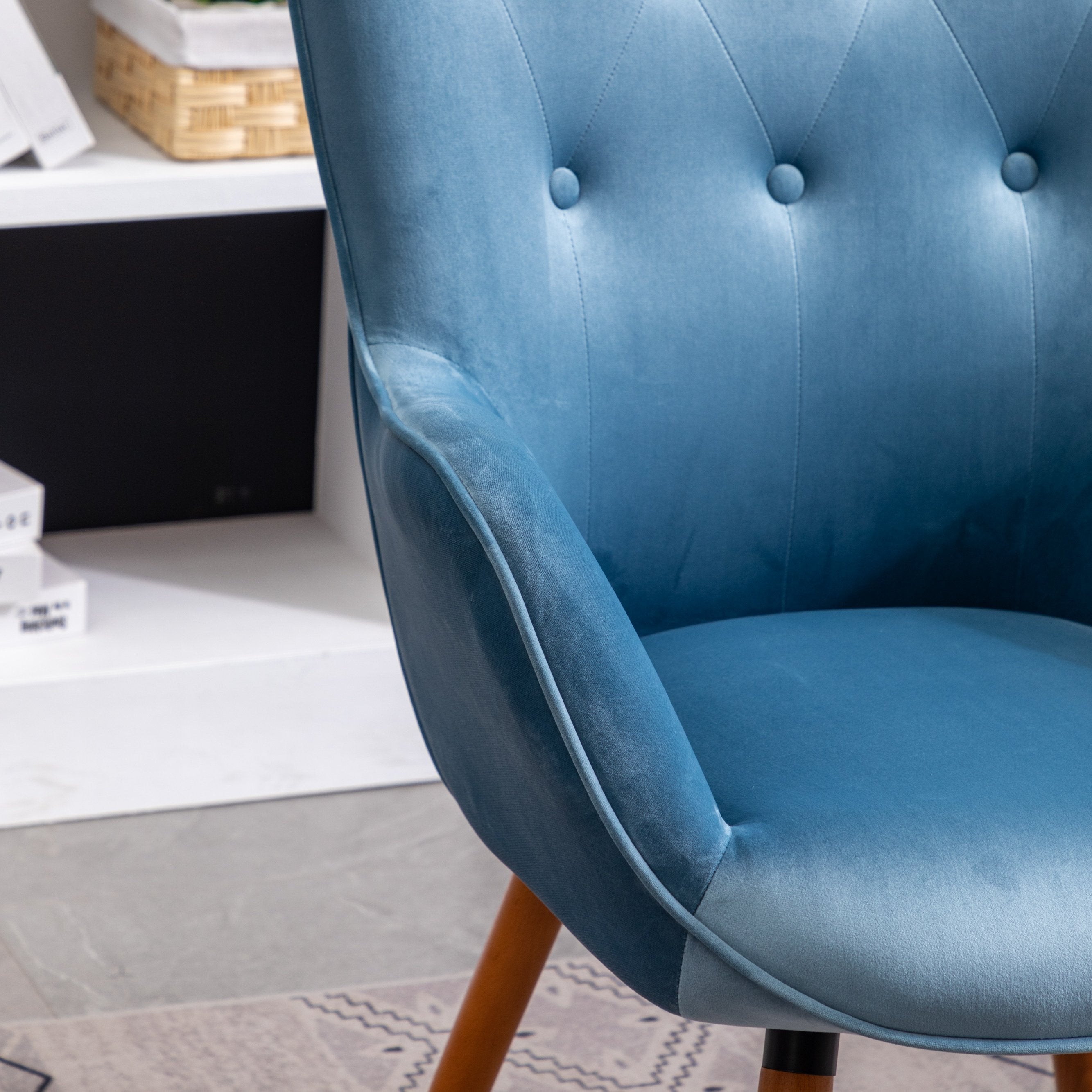 Roundhill Furniture Doarnin Contemporary Silky Velvet Tufted Button Back Accent Chair - Modern Living Room Seating for Home Office, Lounge & Bedroom Decor
