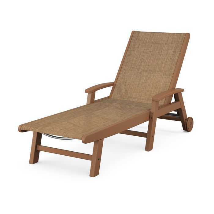 POLYWOOD Coastal Chaise Lounge Chair with Wheels - Durable Outdoor Furniture for Patio, Poolside & Beach Relaxation