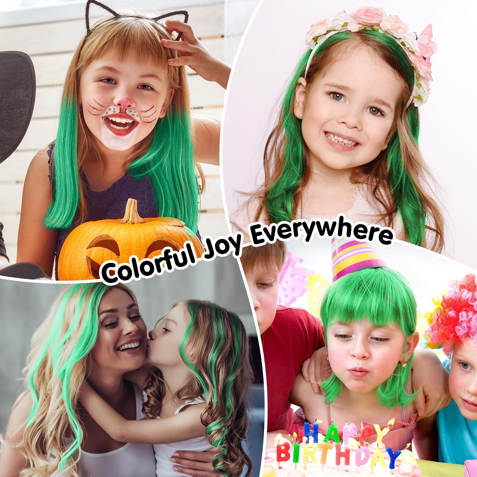 Halloween Green Temporary Hair Chalk - Washable Hair Dye for Girls, Kids & Adults | Crazy Hair Day, Christmas Party & Cosplay Costume Accessories | Perfect for Halloween, School Events & Themed Parties