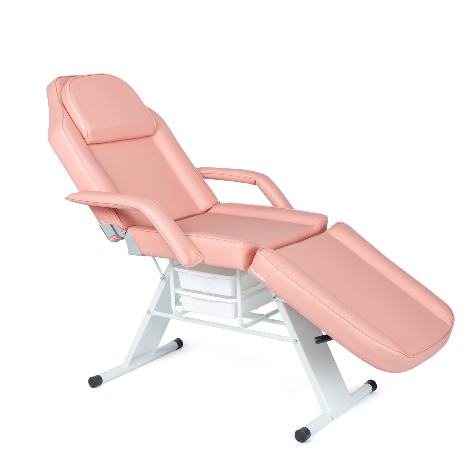 Professional Esthetician Salon Bed - Adjustable Massage Tattoo Table with 2 Beauty Baskets for Facial, Waxing, Lash & Microblading | Pink Spa Equipment for Salon, Clinic & Home Use