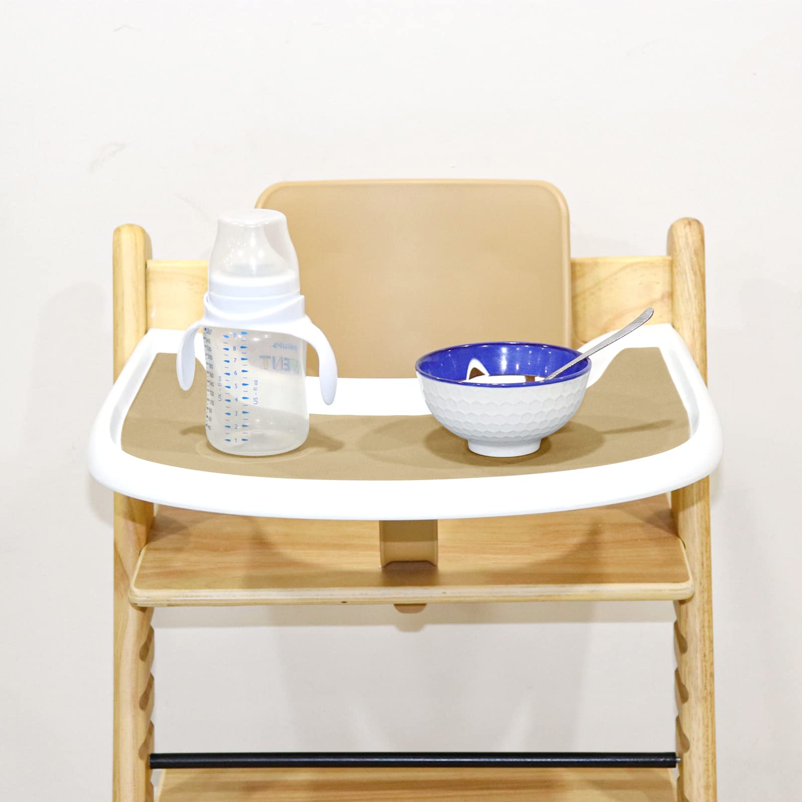 Durable Silicone High Chair Placemat for Tripp Trapp - Non-Slip, Easy to Clean, Hygienic Baby Feeding Tray Cover (Khaki) | Perfect for Mealtime, Snacks, and Mess-Free Dining