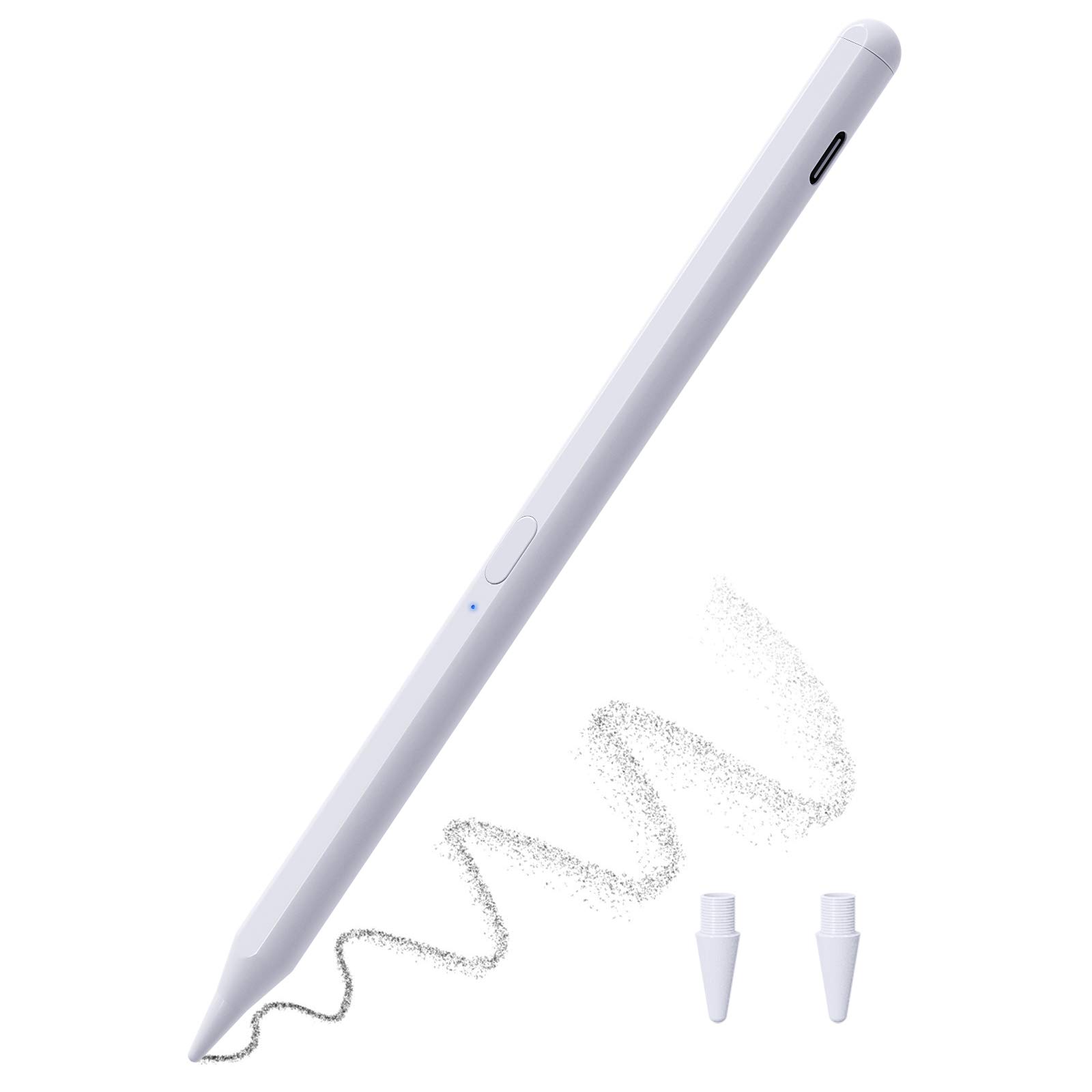 MoKo Stylus Pen for iPad with Palm Rejection - Magnetic iPad Pencil Compatible with 2018-2022 Apple iPad 9th/8th/7th Gen, iPad Air 4th/5th, iPad Pro 11/12.9 Inch & iPad Mini 5th/6th (White) - Perfect for Drawing, Note-Taking & Digital Art