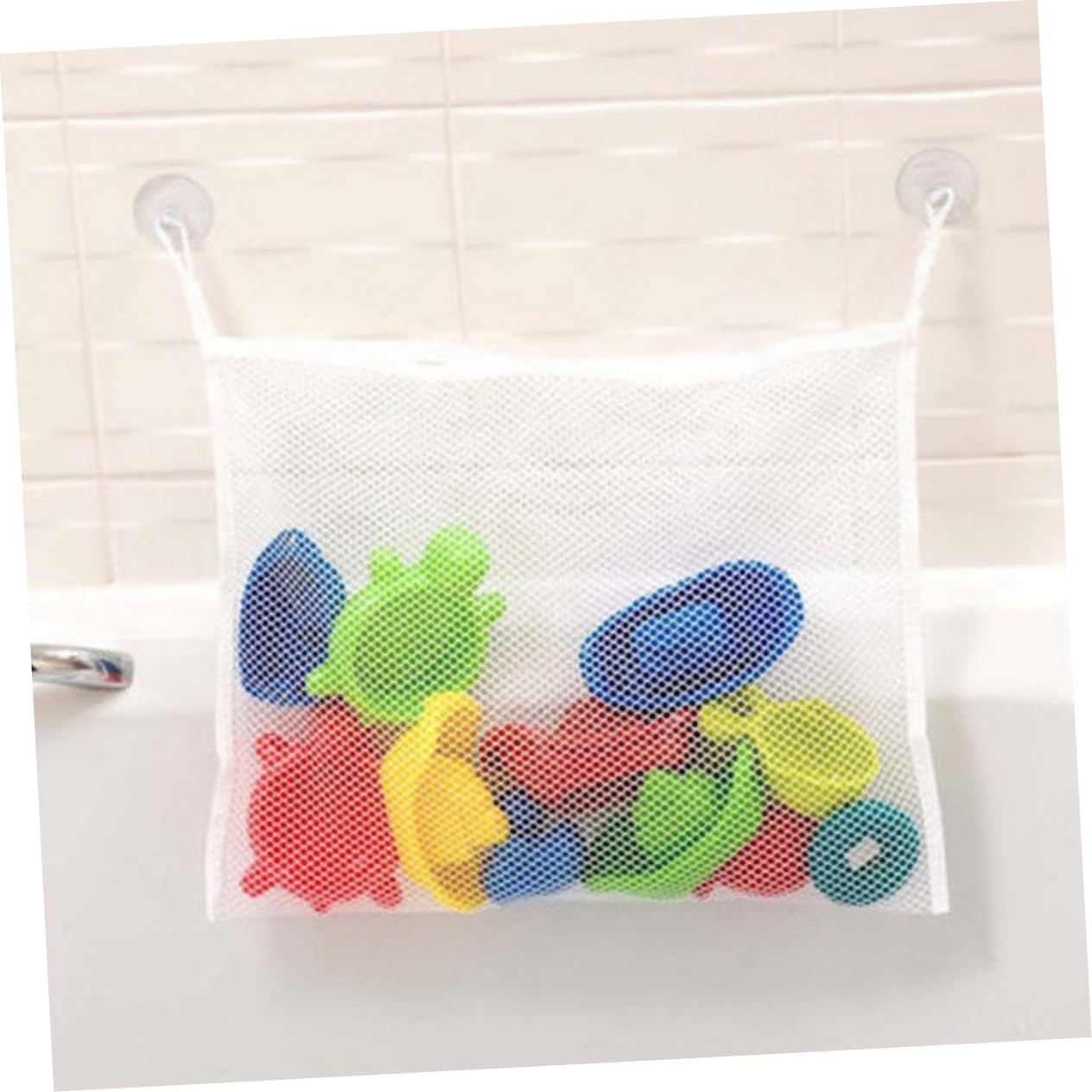 VICASKY 3-Pack White Bath Toy Storage Bags - Waterproof Mesh Organizer for Bathroom, Shower & Kids Toys - Hanging Net Container for Bath Accessories, Soap & Sponges (Perfect for Baby Bath Time & Home Organization)