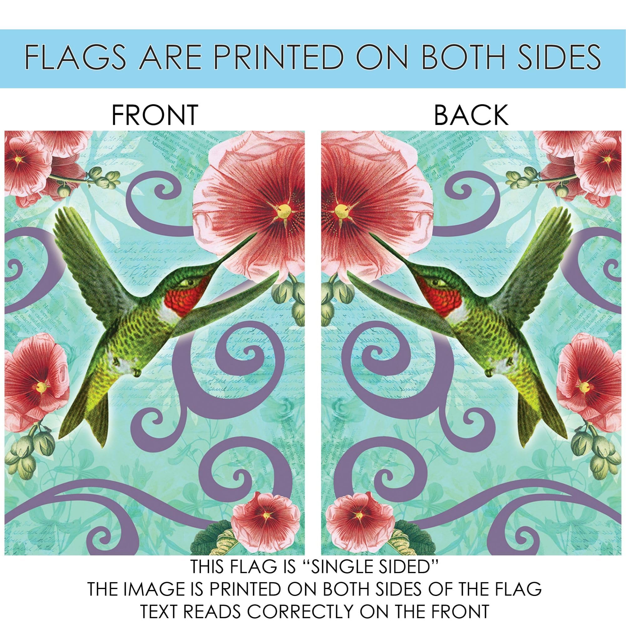 Toland Home Garden 12x18 Inch Double Sided Ruby Throated Hummingbird Flag - Vibrant Outdoor Yard Decoration for House, Garden & Patio - Perfect for Spring & Summer Bird Lovers