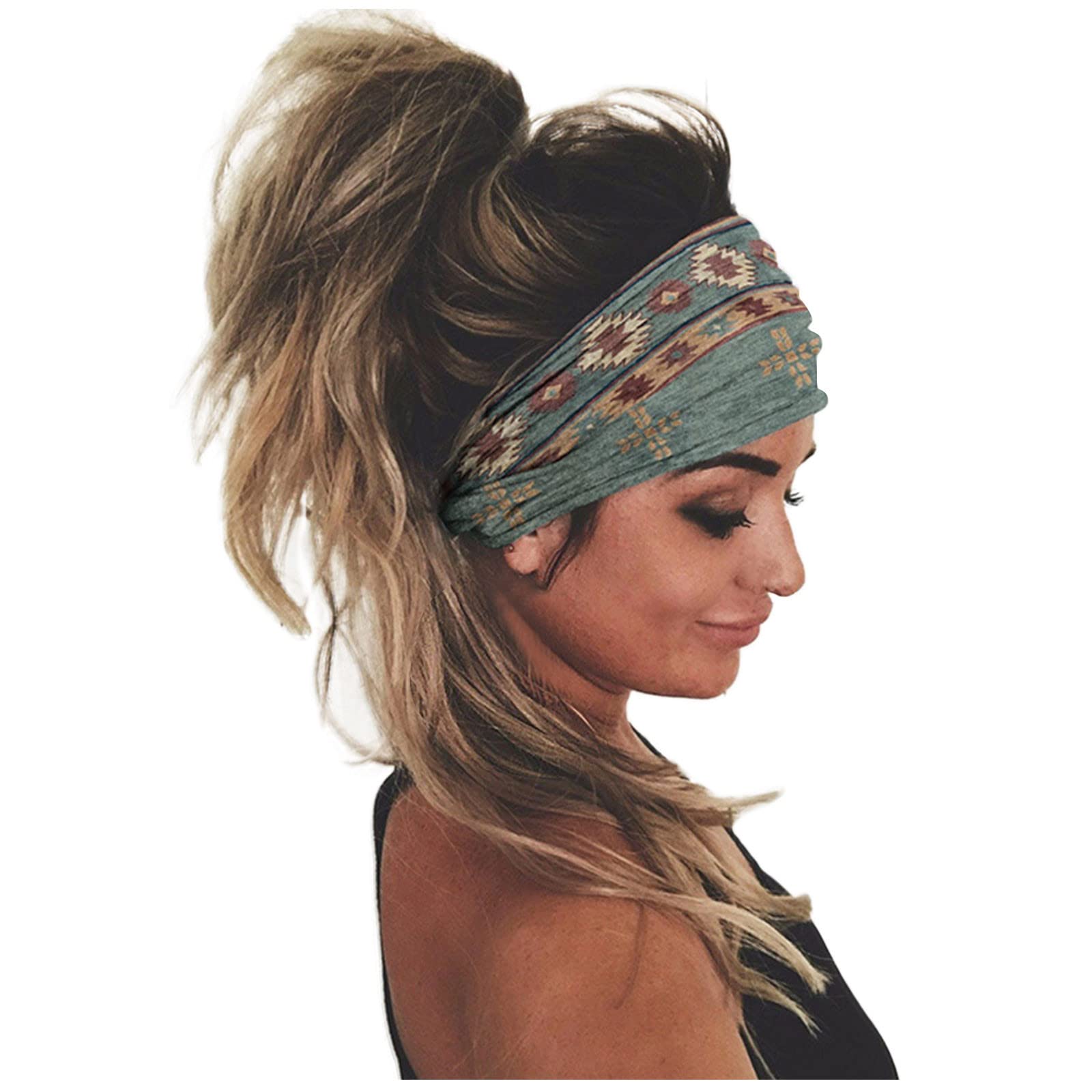 Women's Elastic Printed Headband - Sporty Hair Wrap & Bandana for Workouts, Yoga, Running - Stylish Hair Accessories for Women