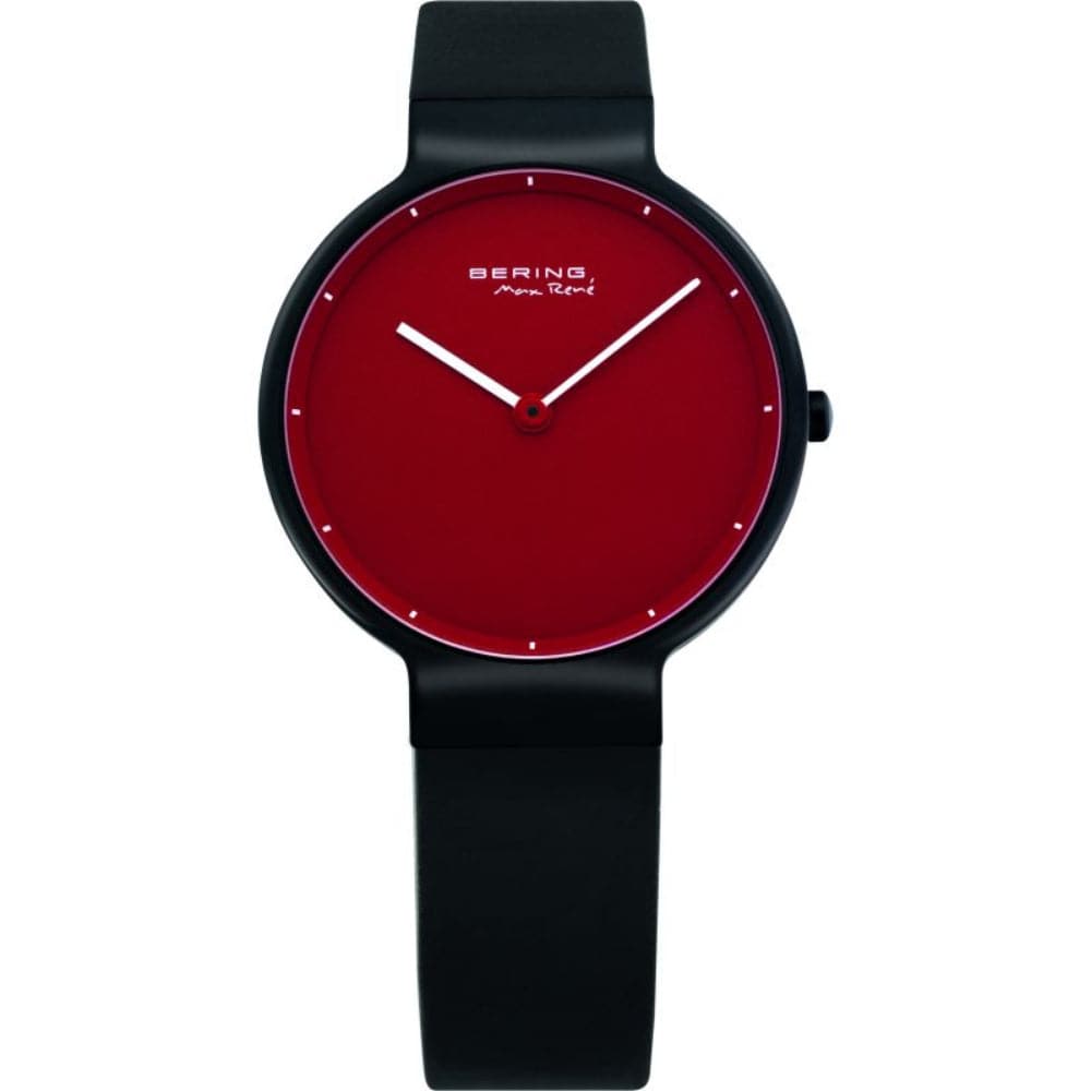 BERING CLASSIC 12631-823 Women's Watch with Red Dial & Black Rubber Strap - Elegant Timepiece for Everyday Wear, Office & Casual Outings