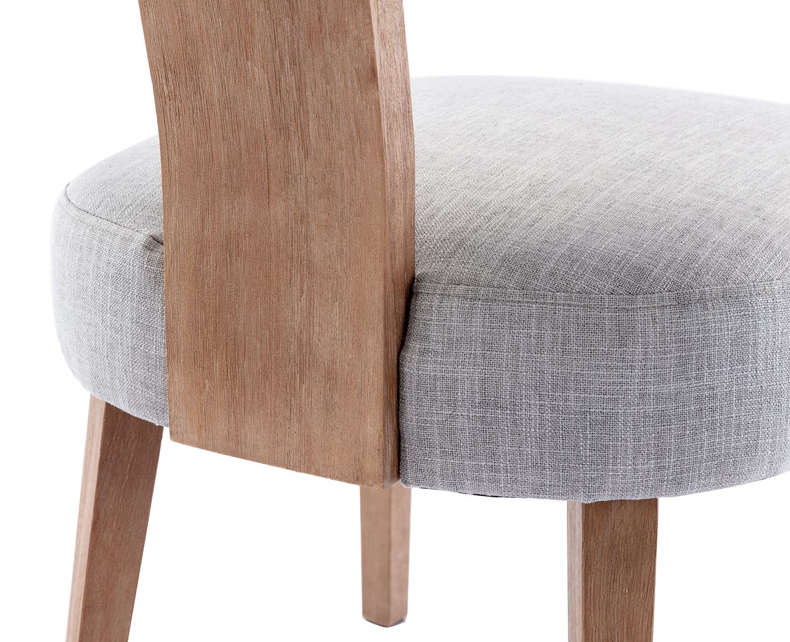 VESCASA Mid-Century Modern Farmhouse Dining Chairs Set of 2 - Upholstered Linen Padded Seats with Curved Open Back & Solid Wood Legs - Light Grey - Perfect for Dining Room, Kitchen, Breakfast Nook & Farmhouse Decor