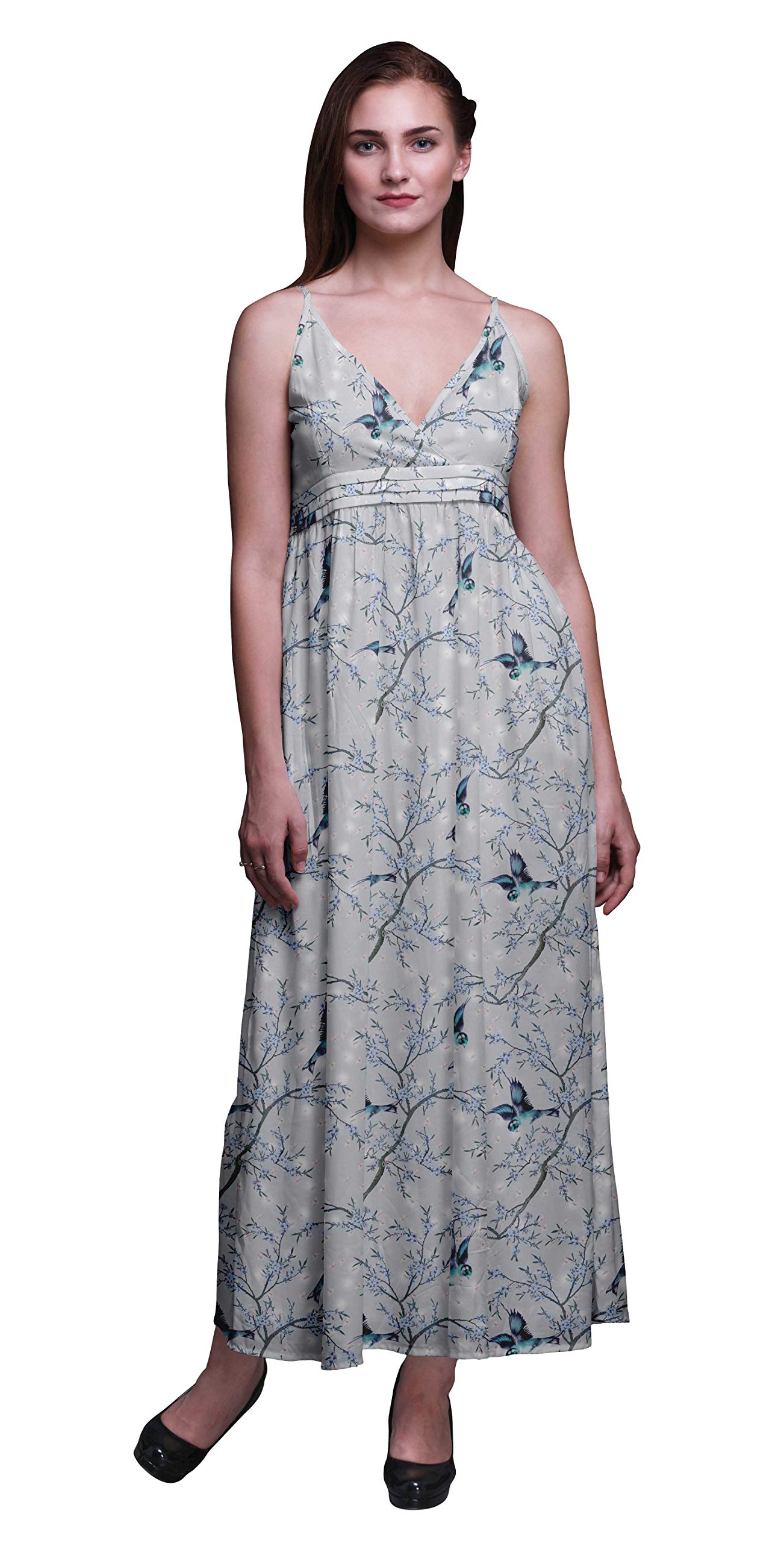 Bimba Women's Printed Sleeveless Bohemian Maxi Dress - Strappy Summer Beach Cover Up for Vacation, Pool Party & Tropical Getaway