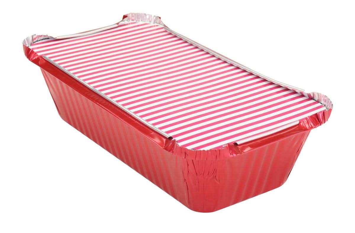 KitchenDance Disposable Aluminum Loaf Pans with Lids - 1.5 lb Rectangular Foil Baking Pans for Cakes, Cobblers & Food Storage - Heavy Duty 1650 Pans (Red, 125 Pack) - Perfect for Home Baking, Meal Prep & Party Catering