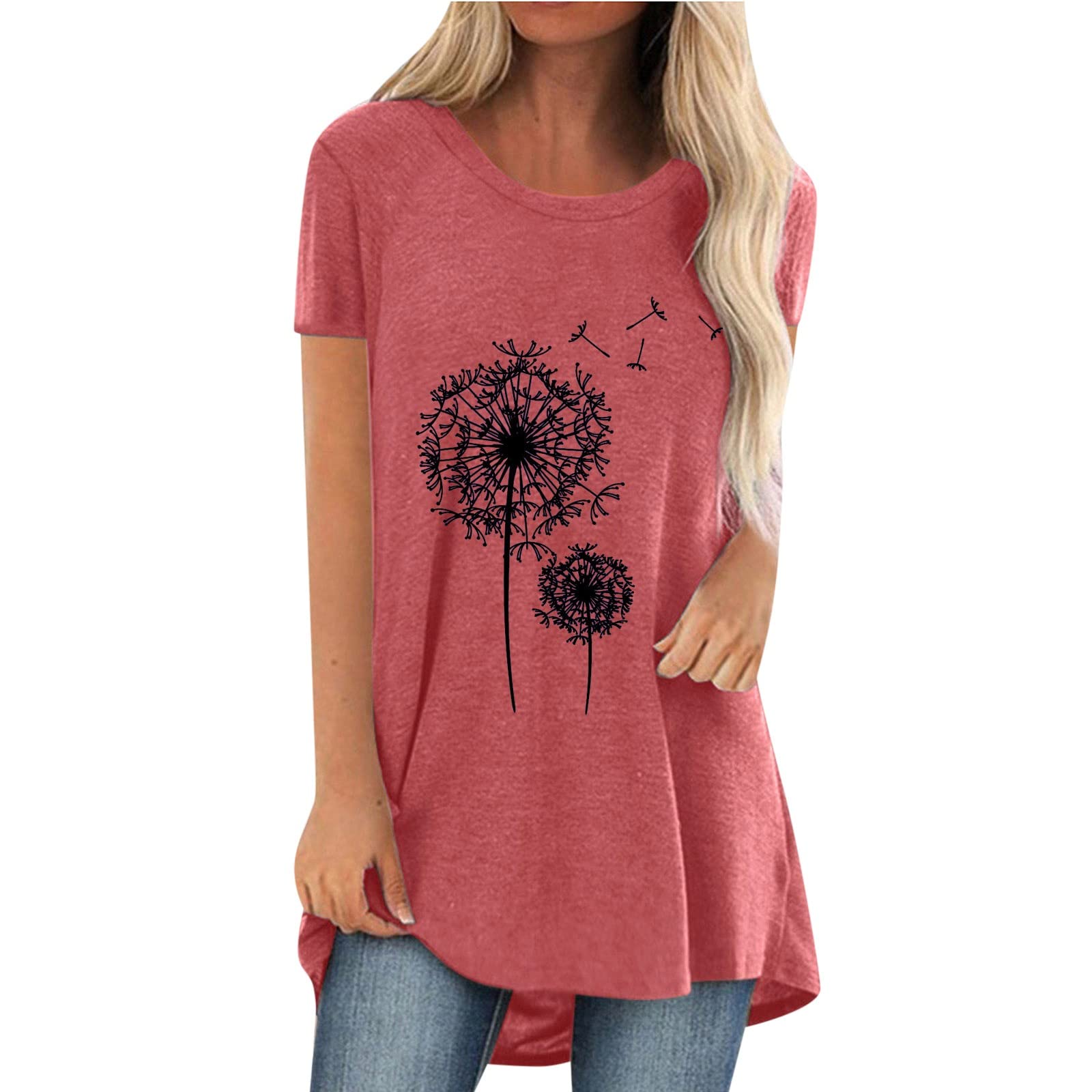Women's Summer Short Sleeve Printed T-Shirt - Loose Fit Casual Blouse & Tunics - Perfect for Beach, Vacation, and Everyday Wear