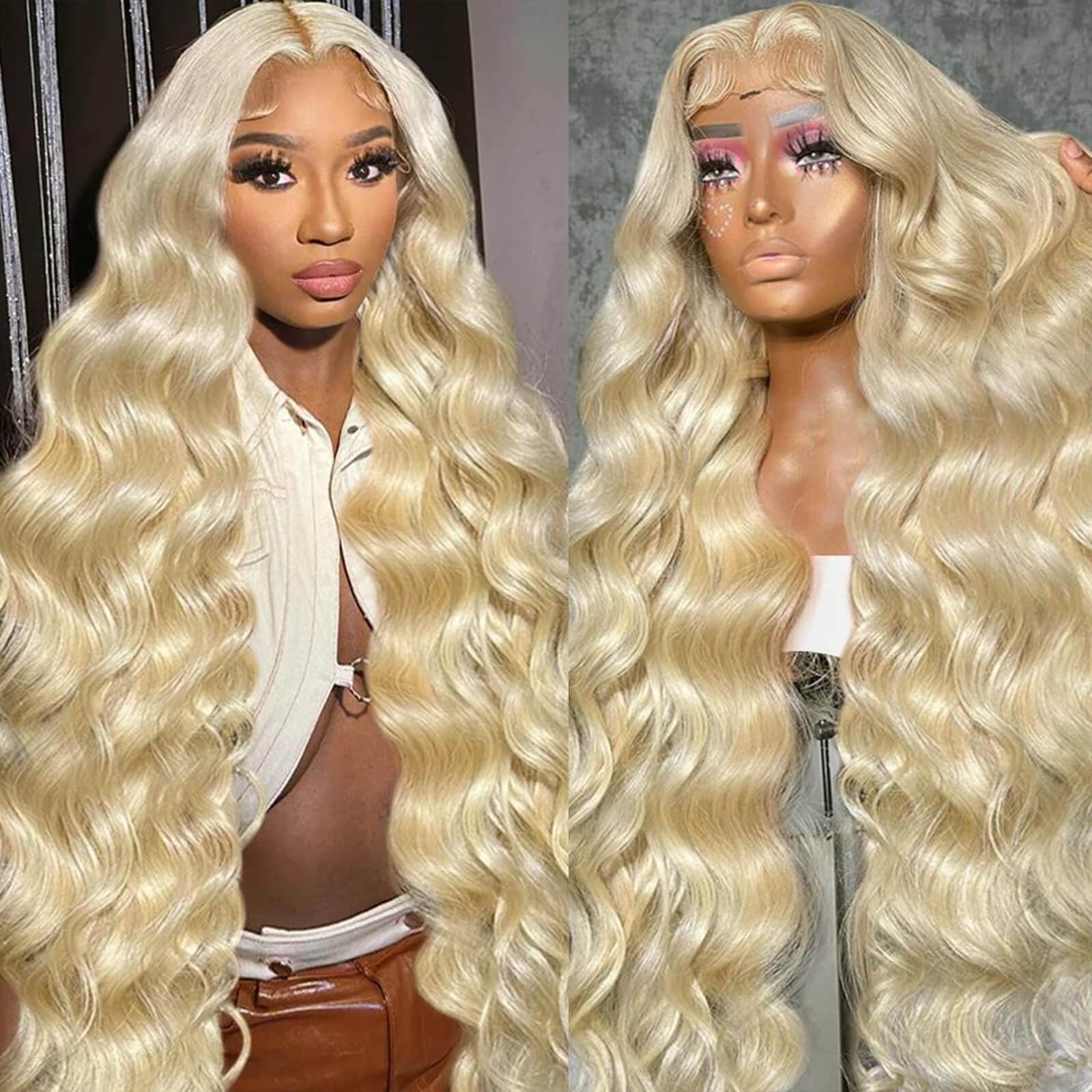 613 Blonde 13x6 HD Transparent Lace Front Wig - 200% Density Human Hair Body Wave (30 Inch) for Everyday Wear & Special Occasions