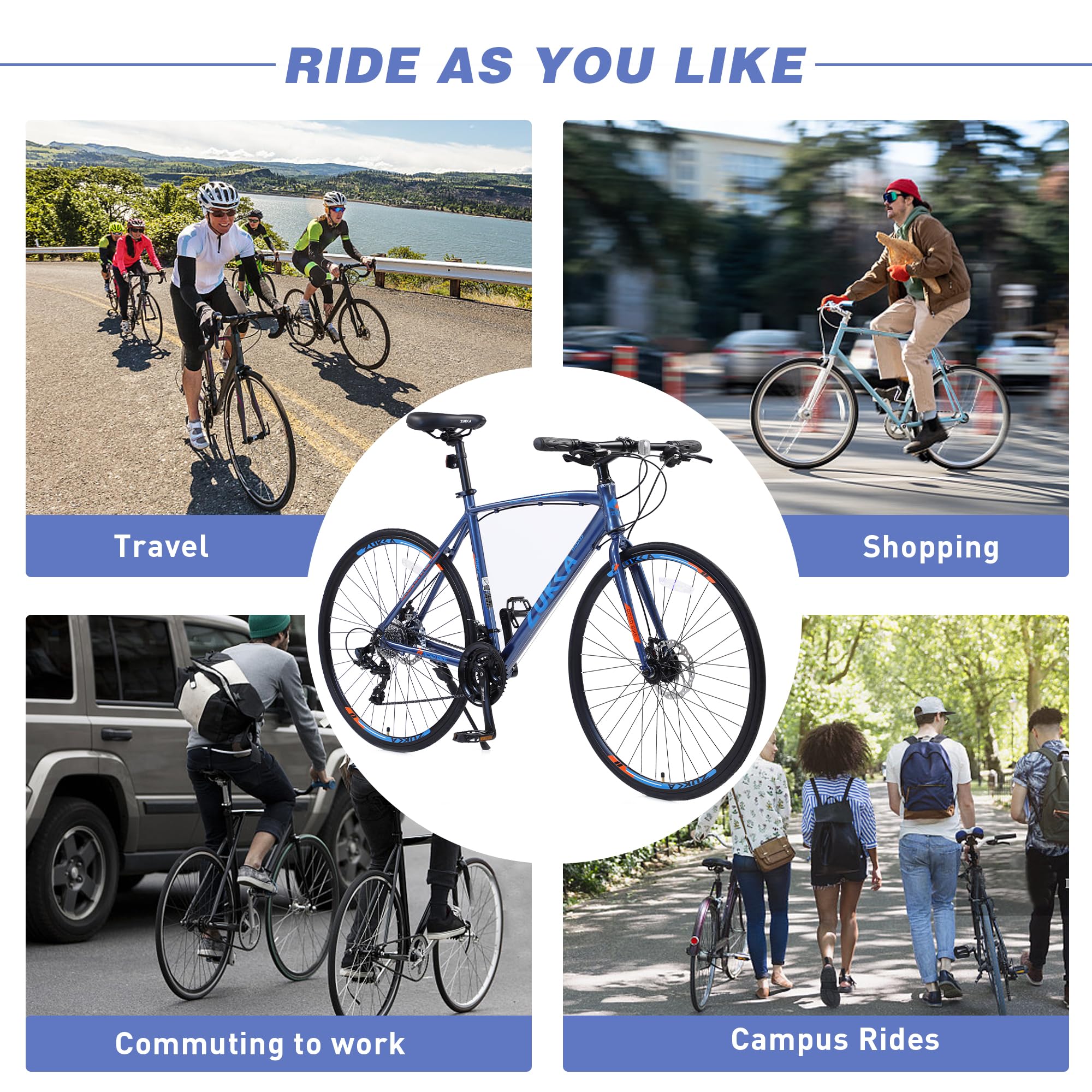 **MEGHNA 700C Road Bike - 24 Speed, Dual Disc Brake, Flat Handlebar Hybrid Commuter Bike for Men, Women & Teens - Perfect for City Riding, Fitness & Daily Commutes**